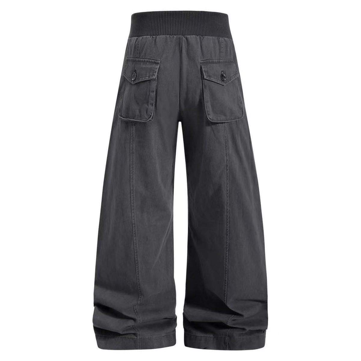 Vintage Ribbed Waistband Wide Leg Cargo Pants