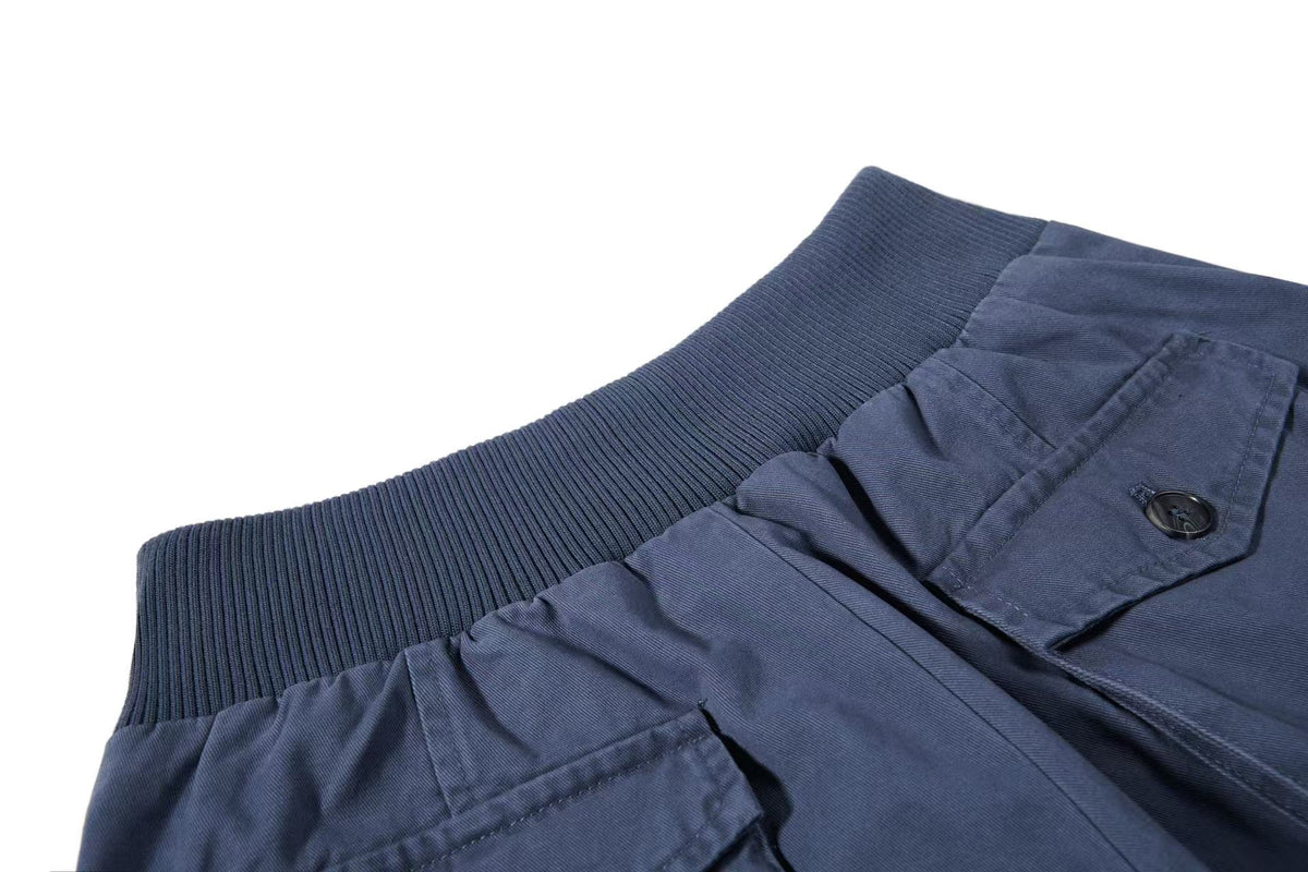 Vintage Ribbed Waistband Wide Leg Cargo Pants