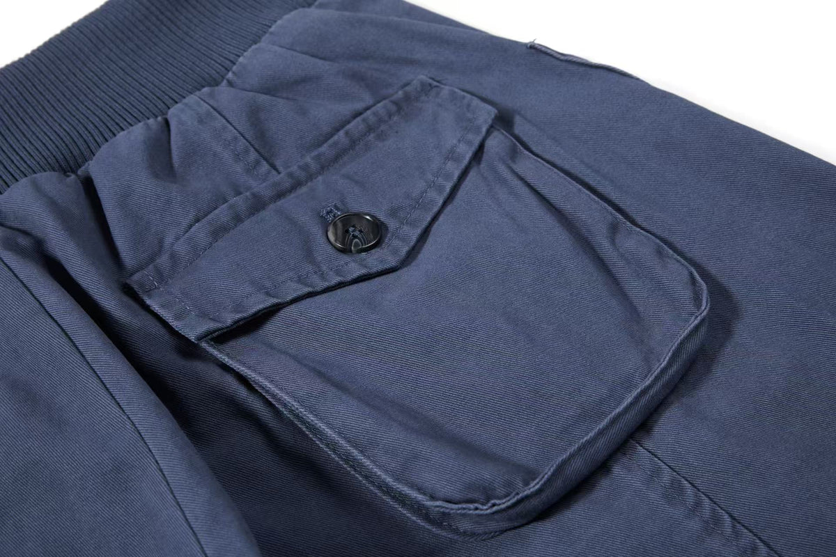 Vintage Ribbed Waistband Wide Leg Cargo Pants