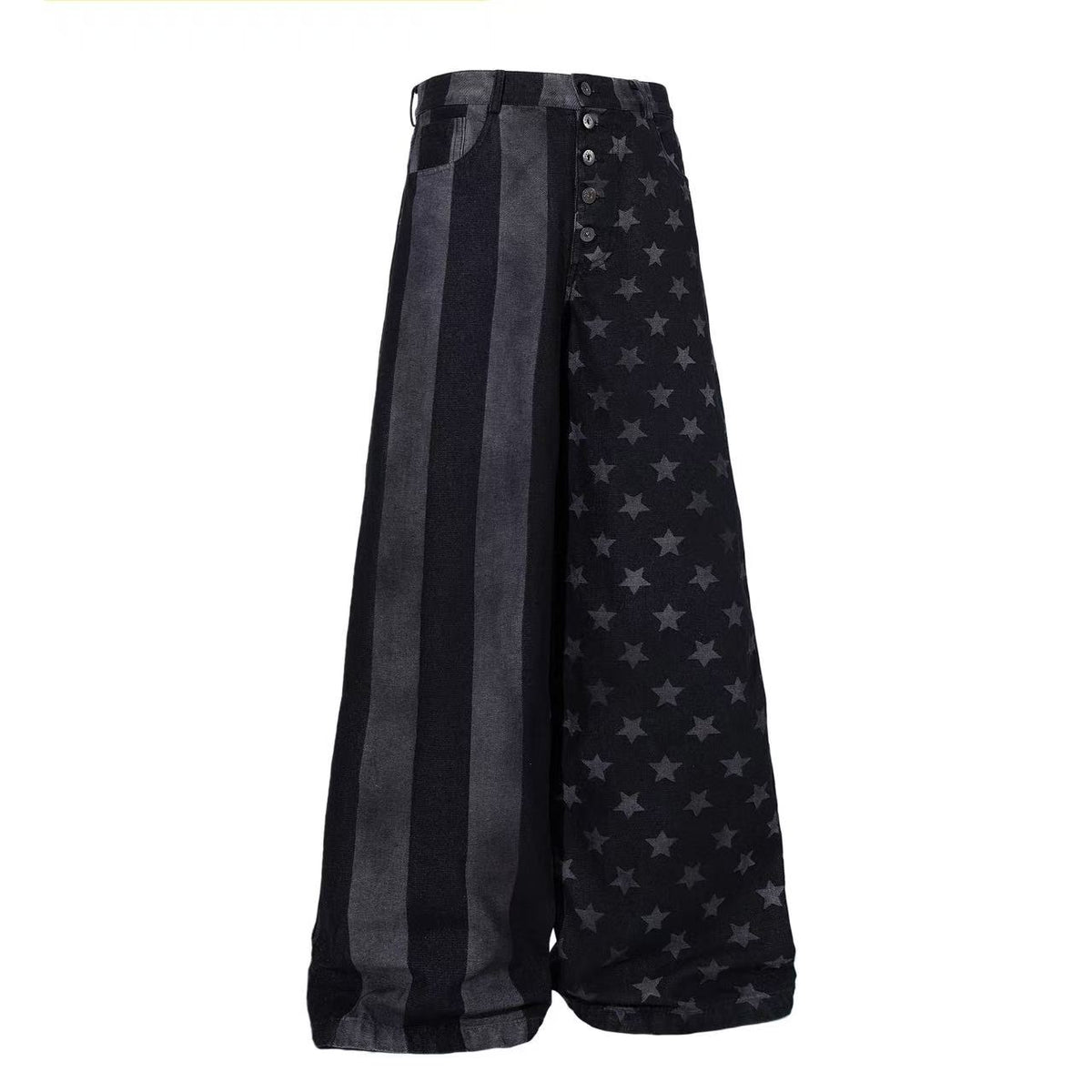 Star & Stripe Patchwork Wide Leg Jeans