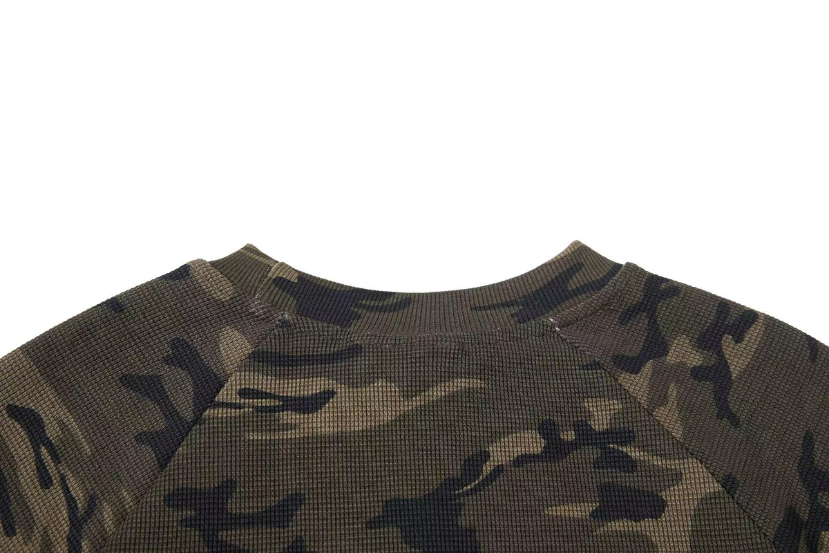 Cropped Camouflage Leopard Cross Skull Long Sleeve