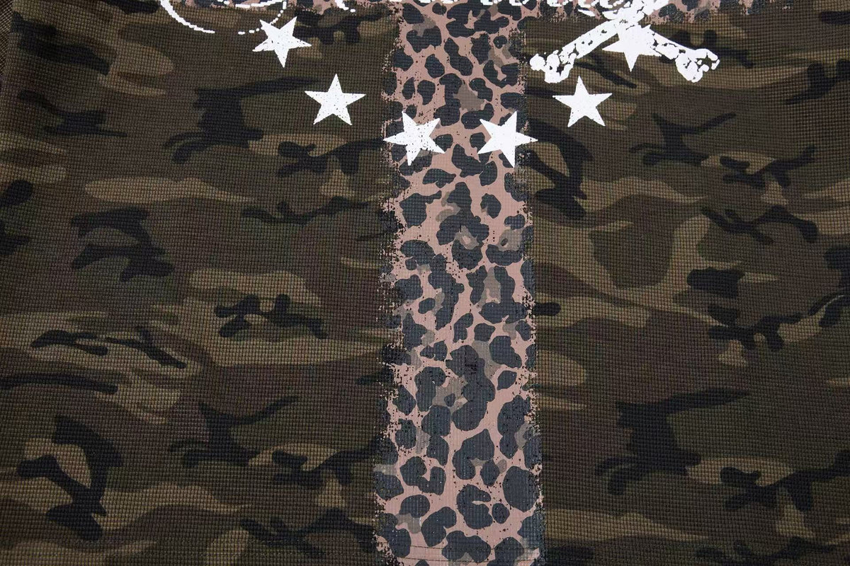 Cropped Camouflage Leopard Cross Skull Long Sleeve