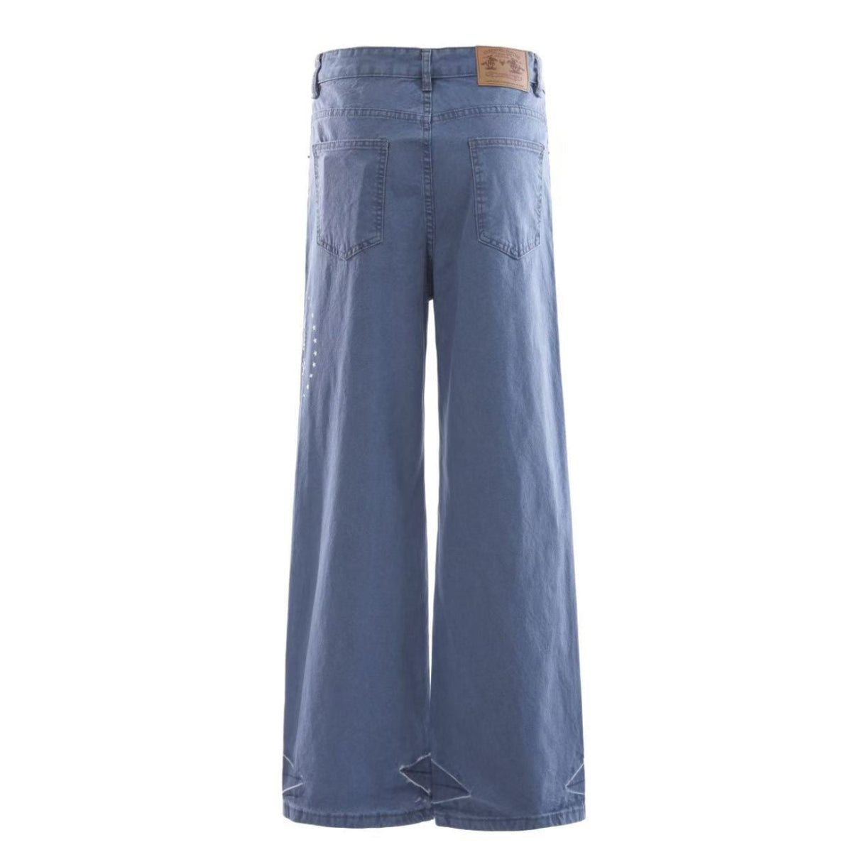 Washed Eagle Star Print Wide Leg Jeans