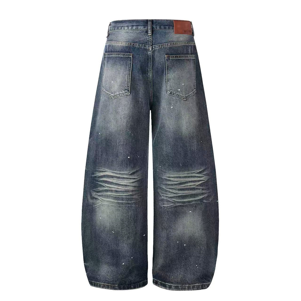 Vintage Washed Splatter Paint and Rivet Details Wide Leg Jeans