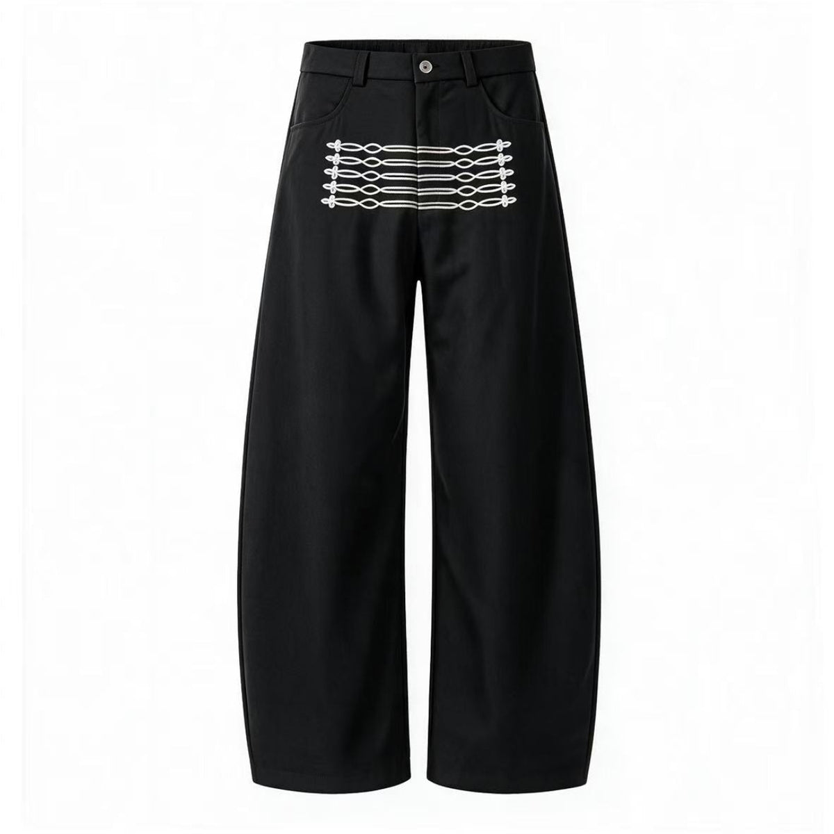 Lace-Up Knot Graphic Print Wide-Leg Suit Pants