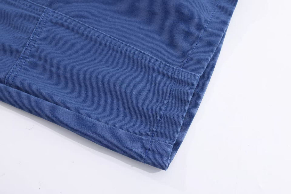 Washed Utility Multi Patch Pocket Wide Leg Cargo Pants