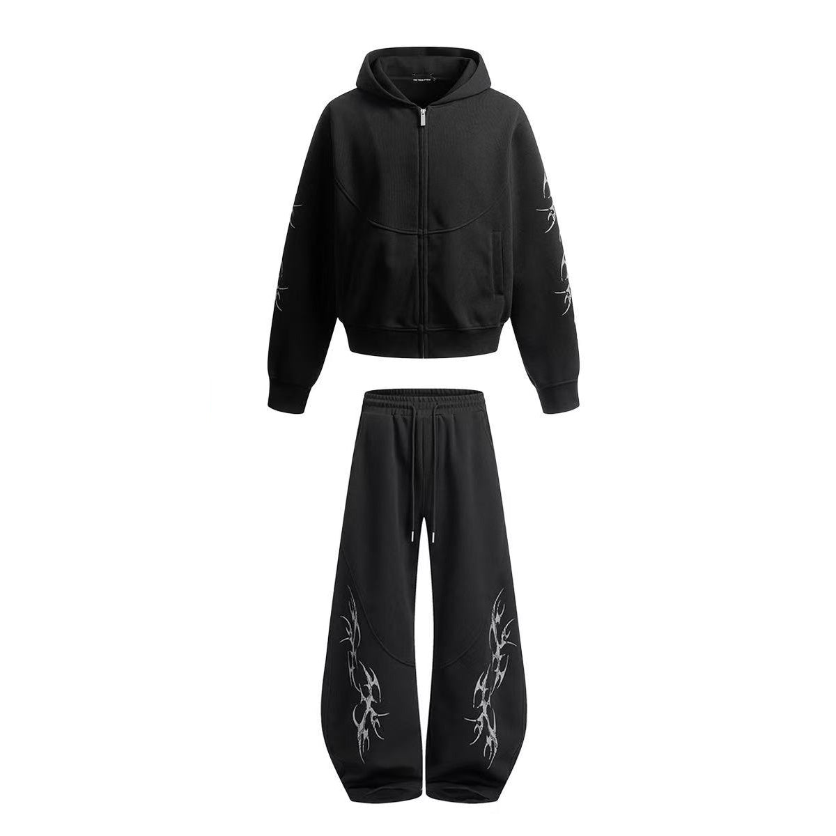 Streetwear Zip-Up Hoodie and Jogger Pants Set