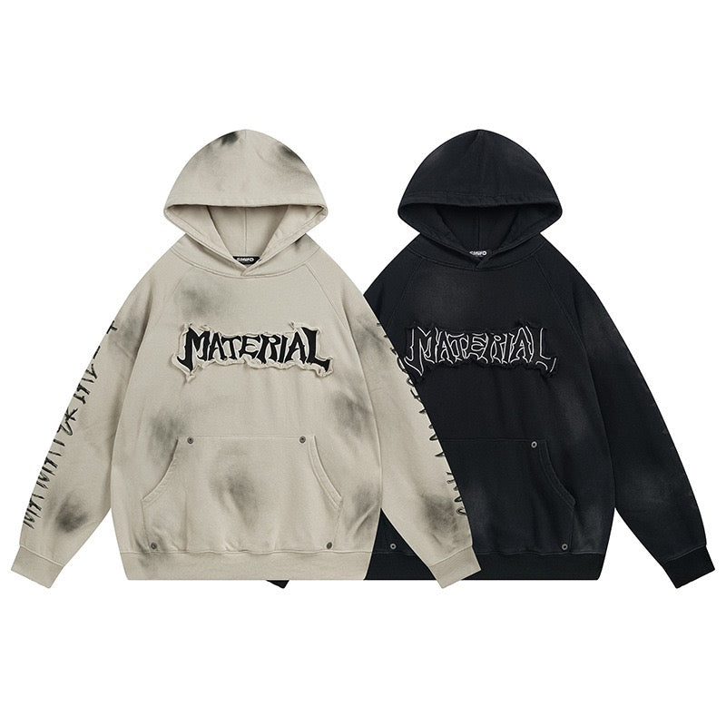 Distressed spray-paint washed hoodie