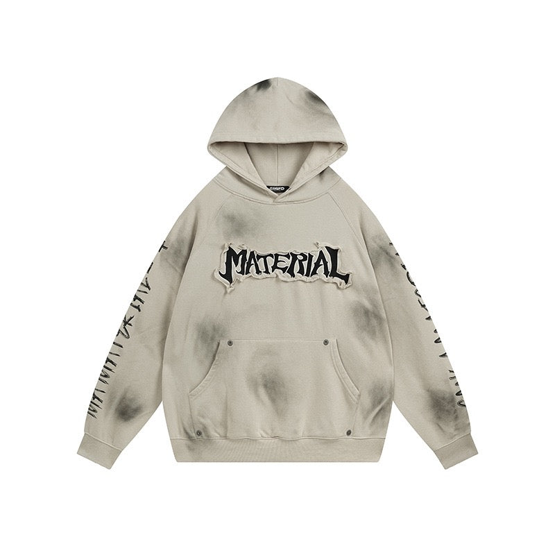 Distressed spray-paint washed hoodie
