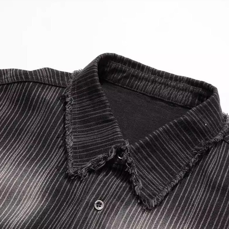 Distressed Gradient Stripe Shirt
