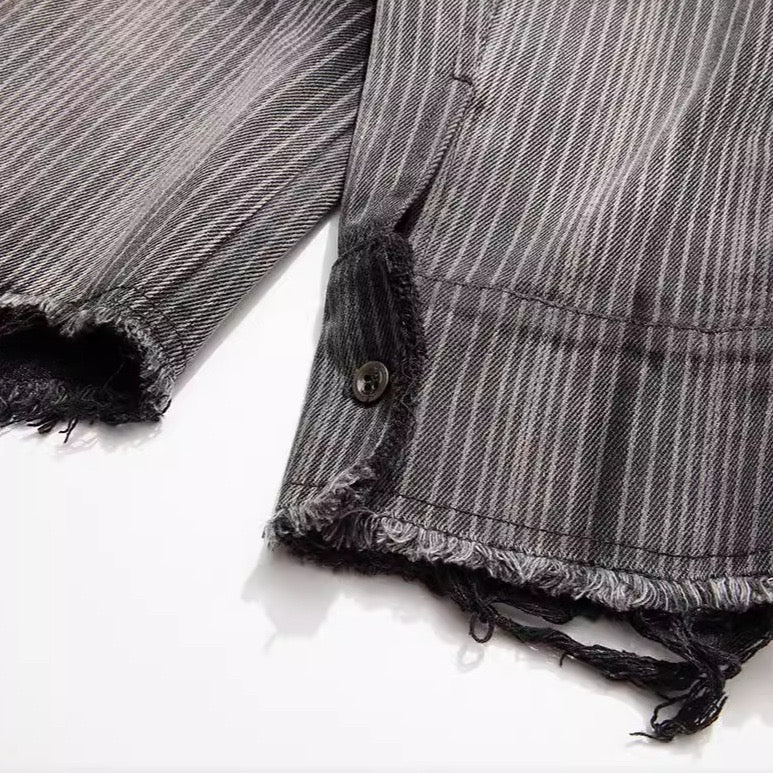 Distressed Gradient Stripe Shirt