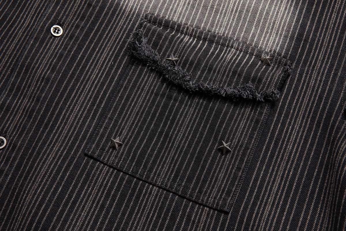 Distressed Gradient Stripe Shirt