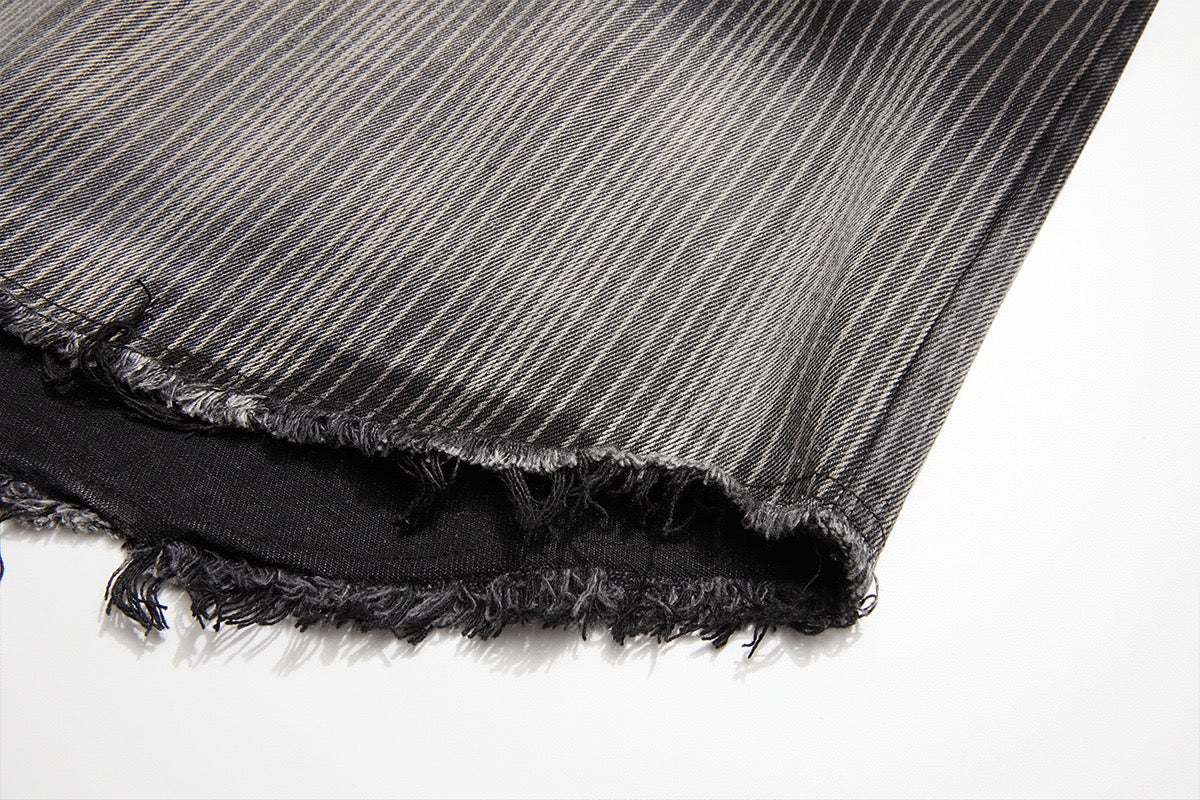 Distressed Gradient Stripe Shirt