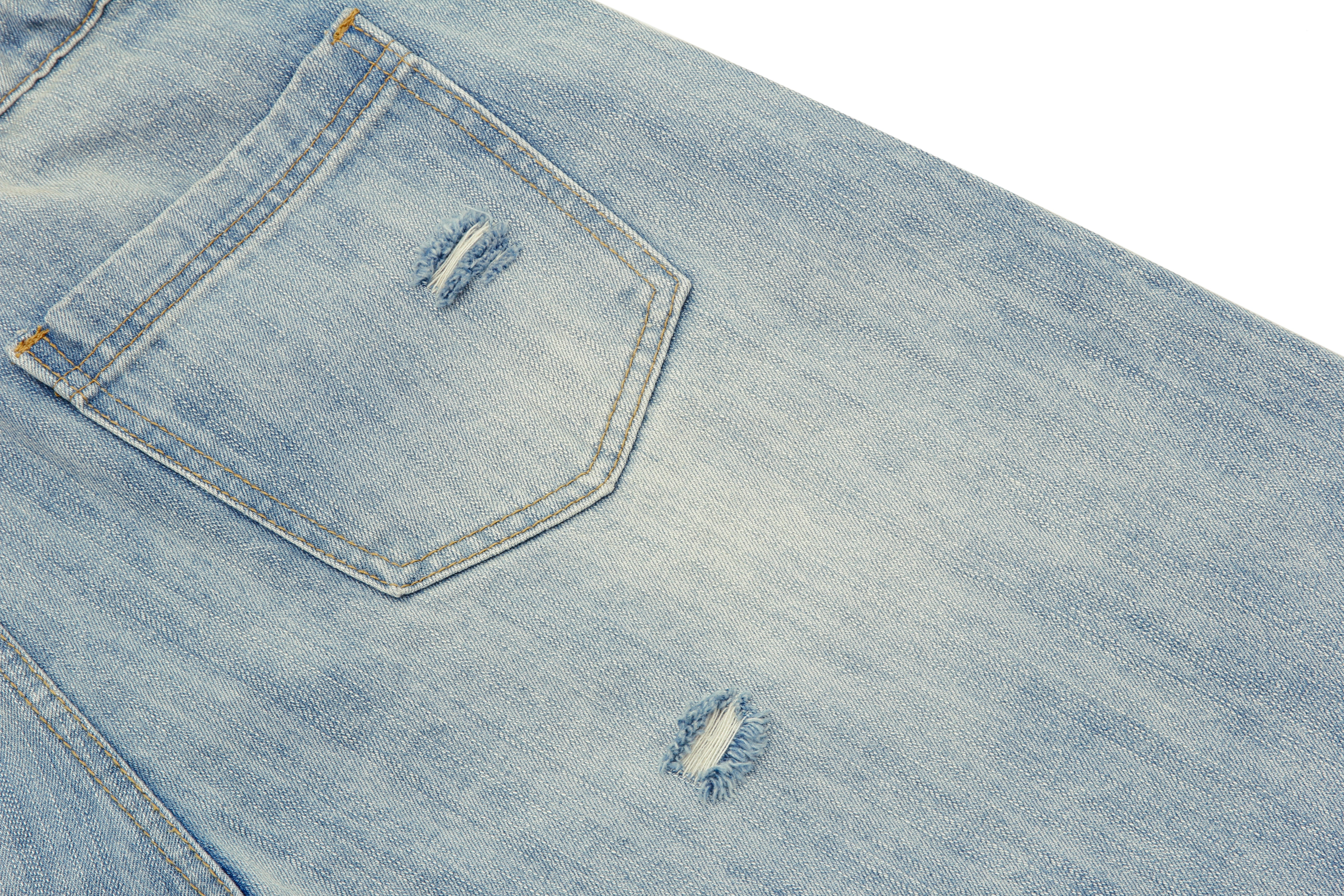 Distressed Denim Knee-Length Shorts