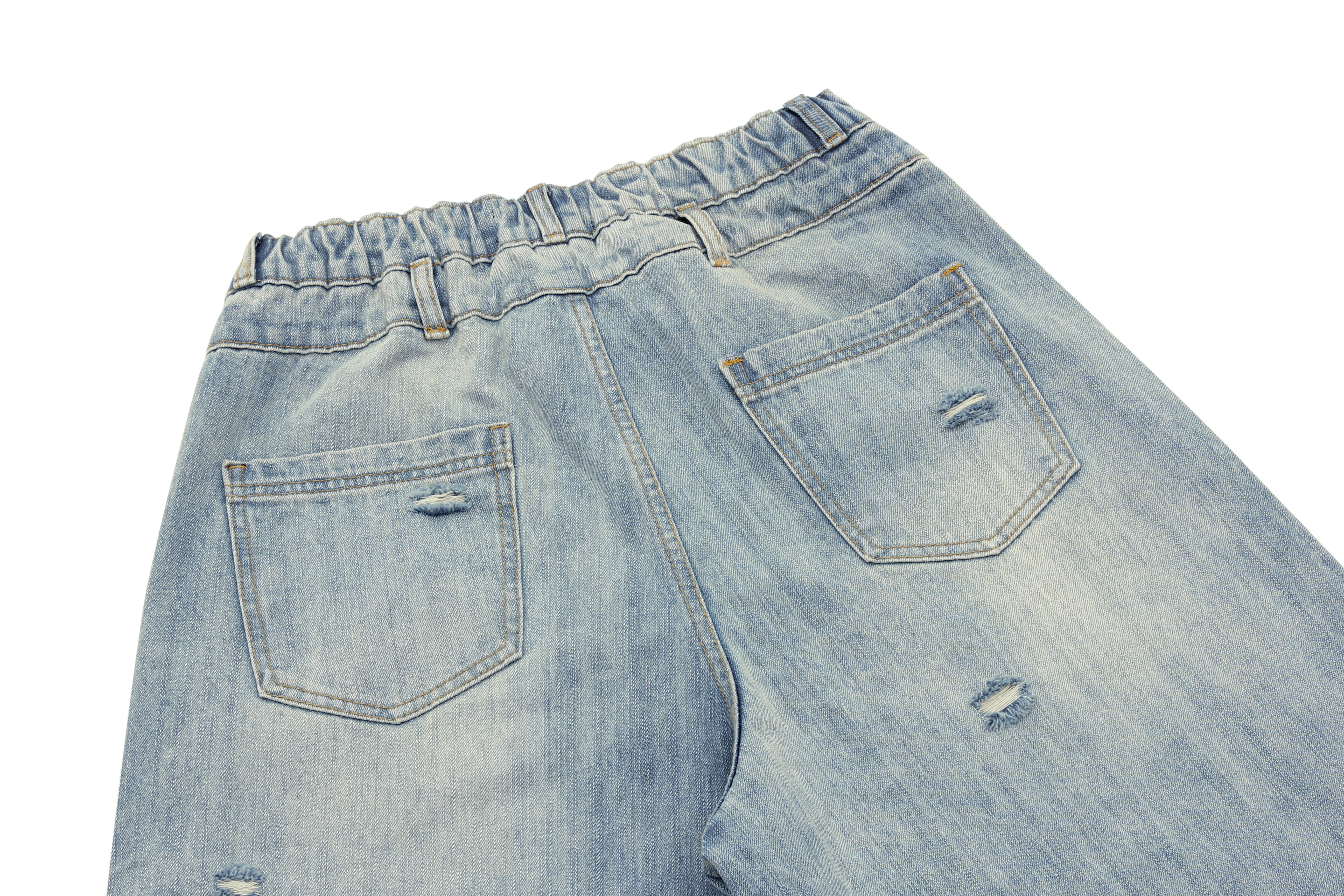 Distressed Denim Knee-Length Shorts