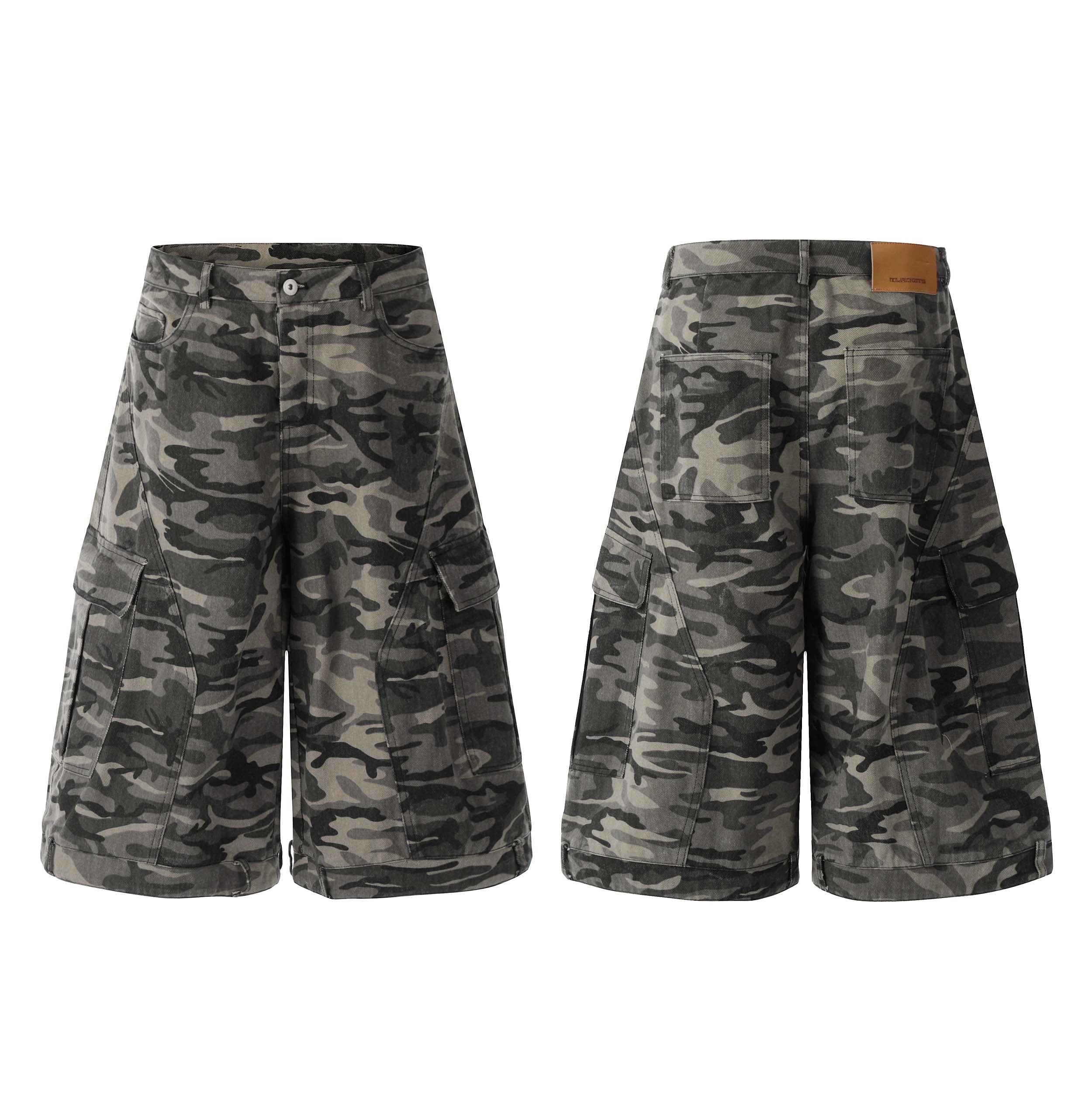 Camo Wide-Leg Knee-Length Shorts