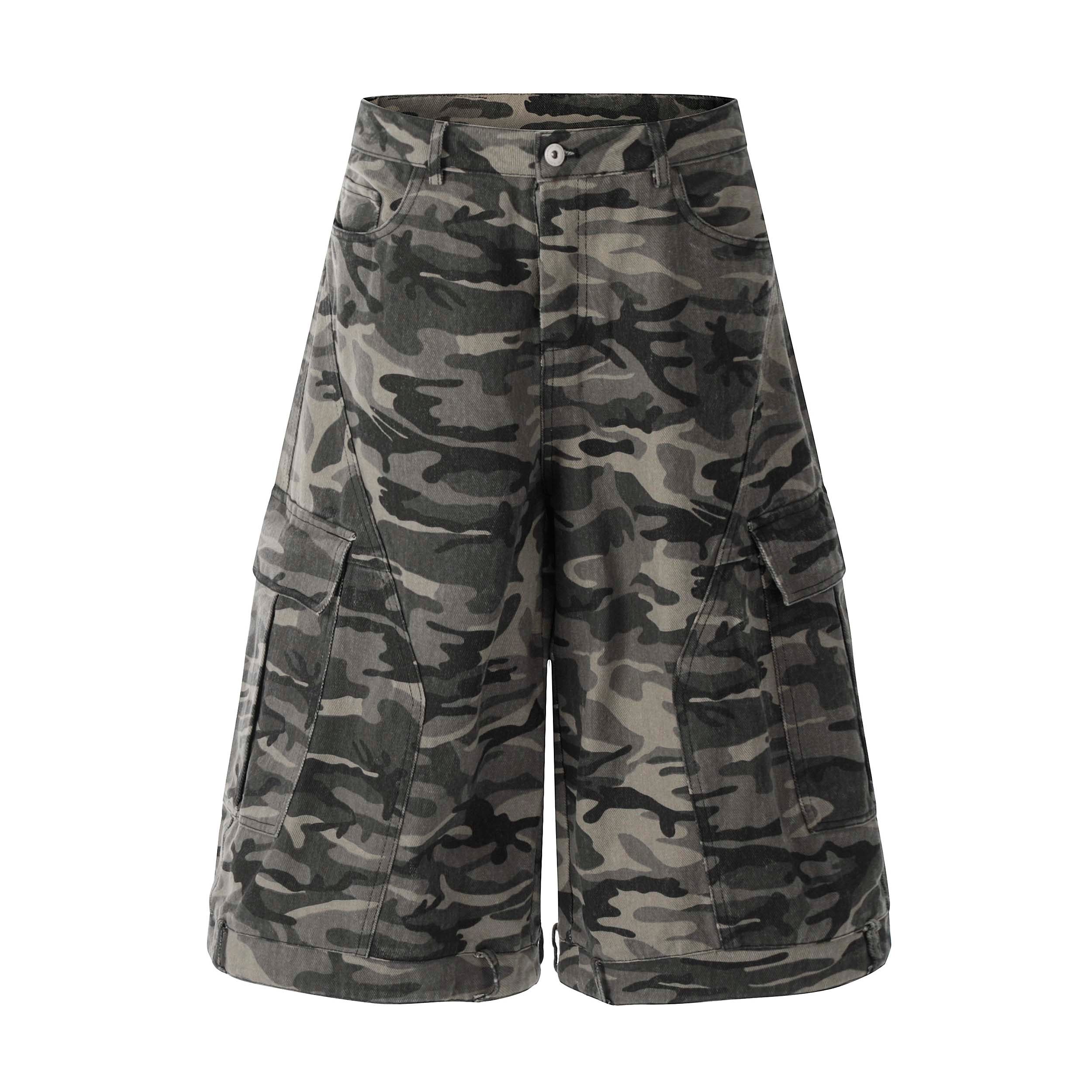 Camo Wide-Leg Knee-Length Shorts