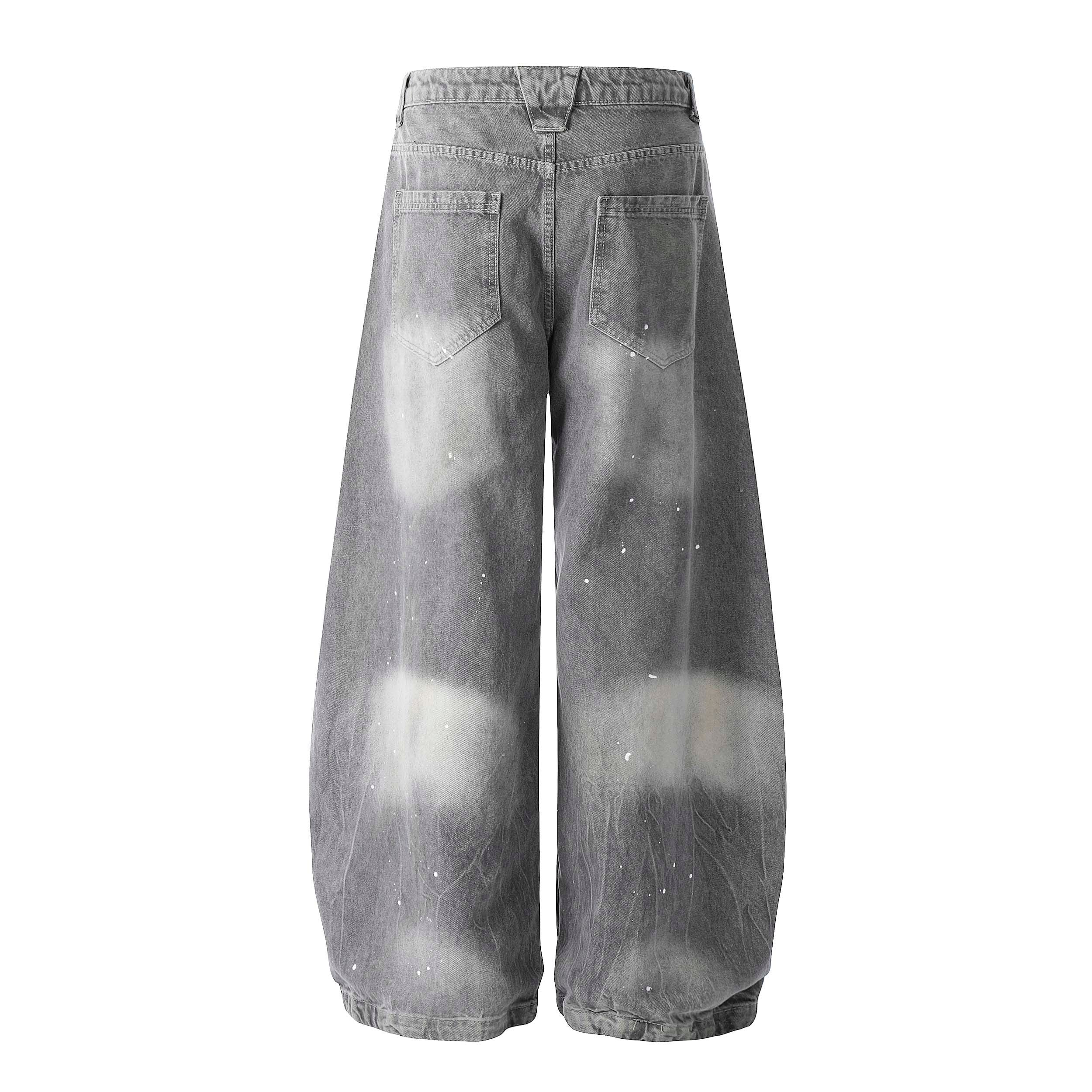 Ink-Splatter Wide-Leg Jeans