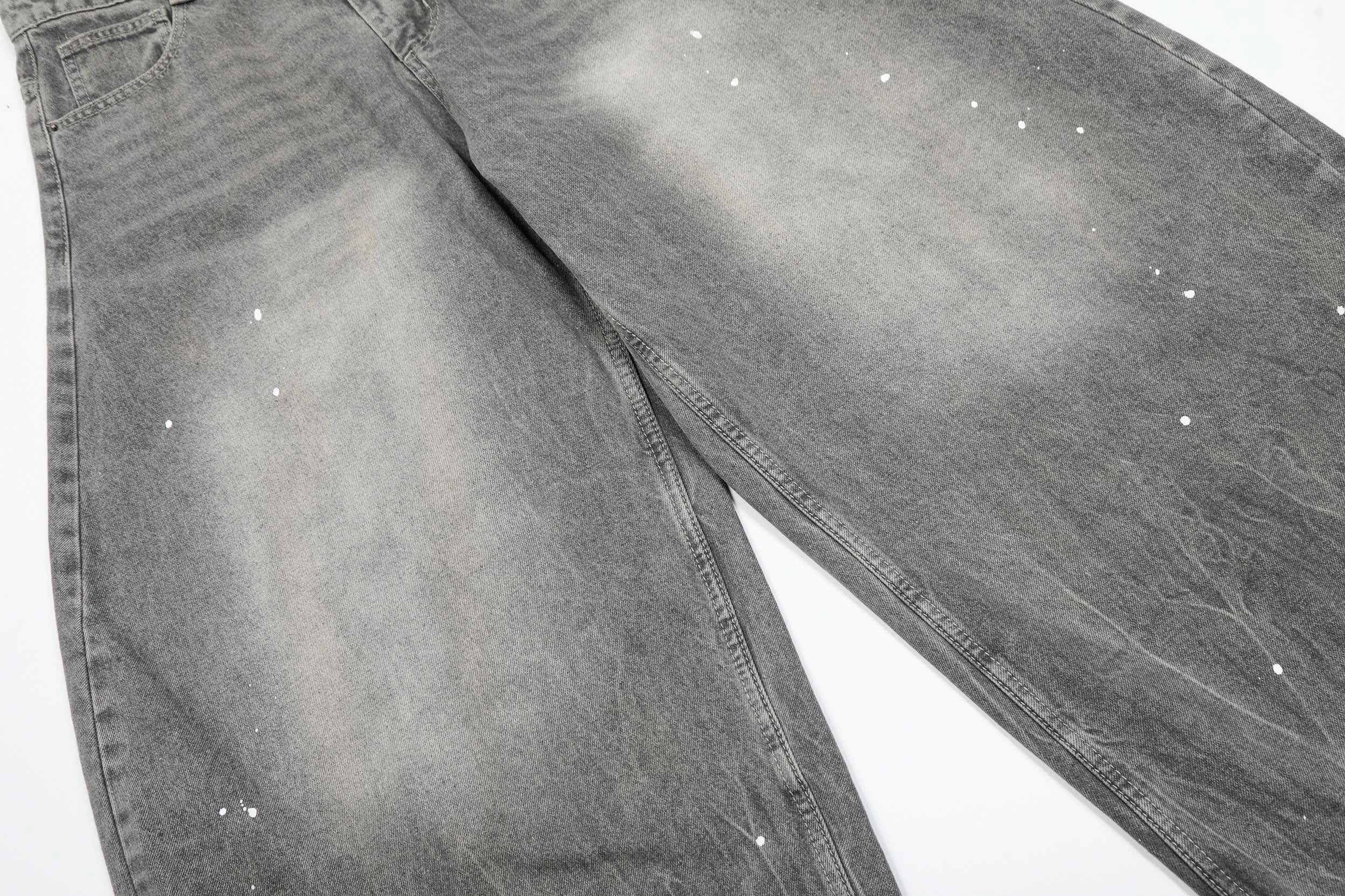Ink-Splatter Wide-Leg Jeans