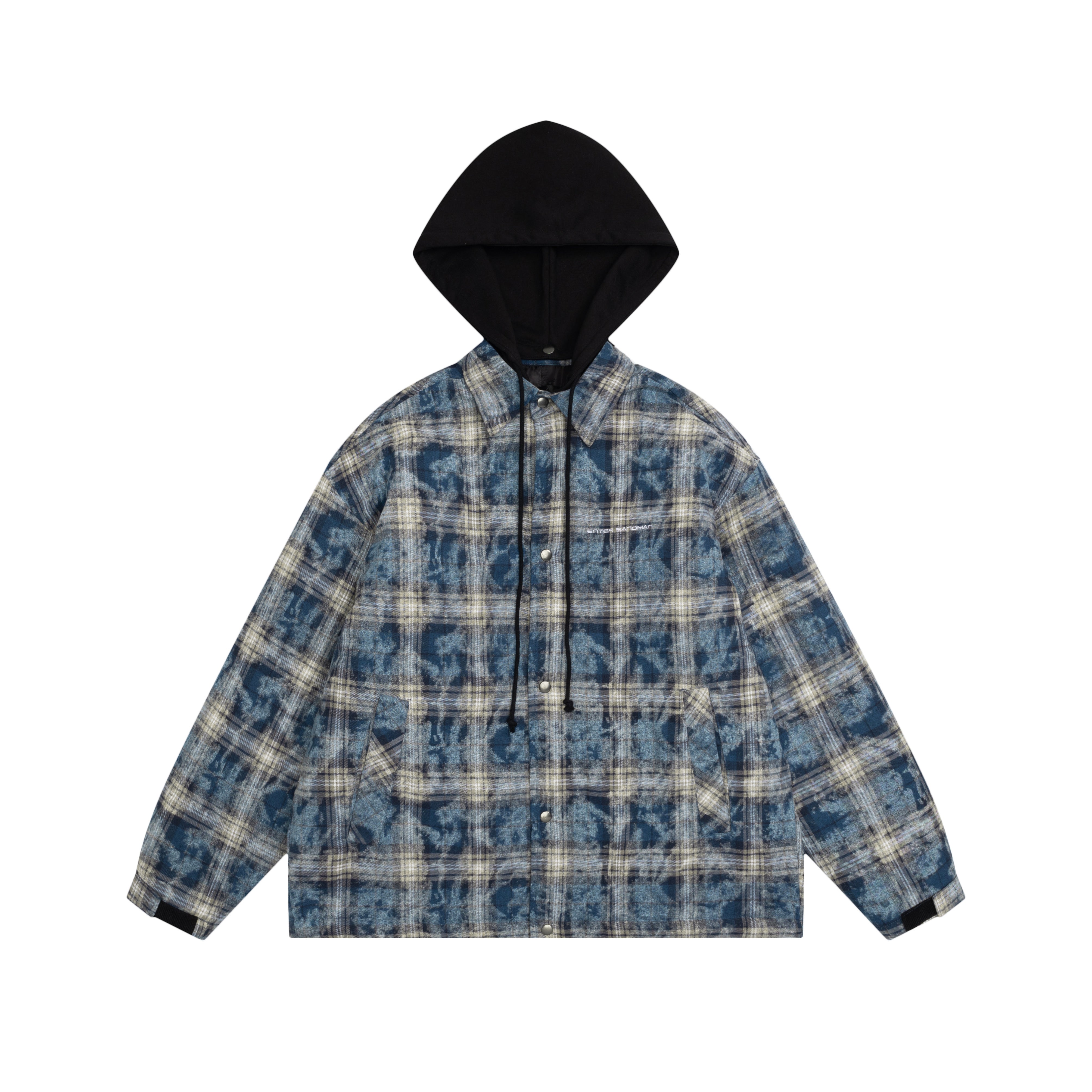 Plaid Detachable-Hood Quilted Jacket