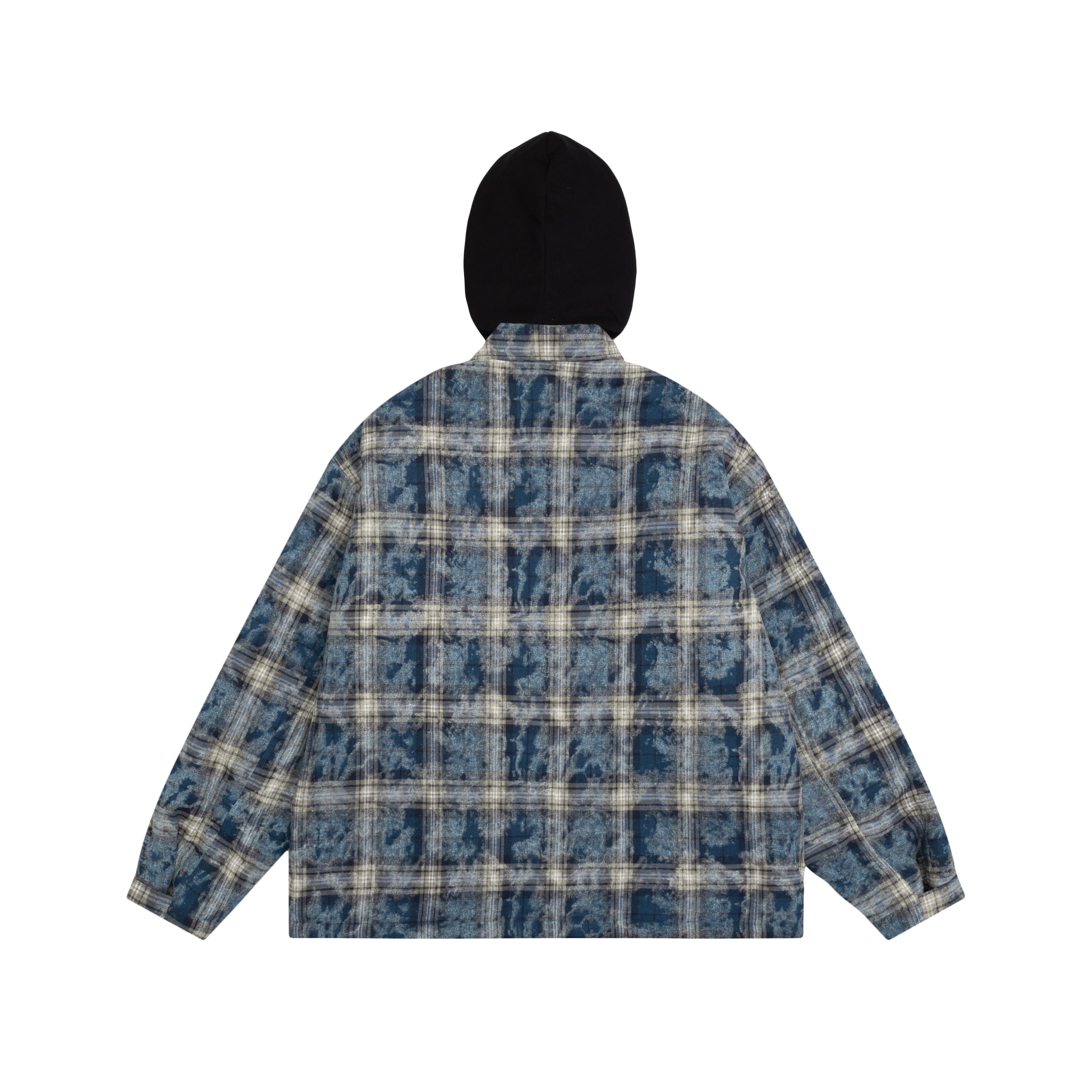 Plaid Detachable-Hood Quilted Jacket