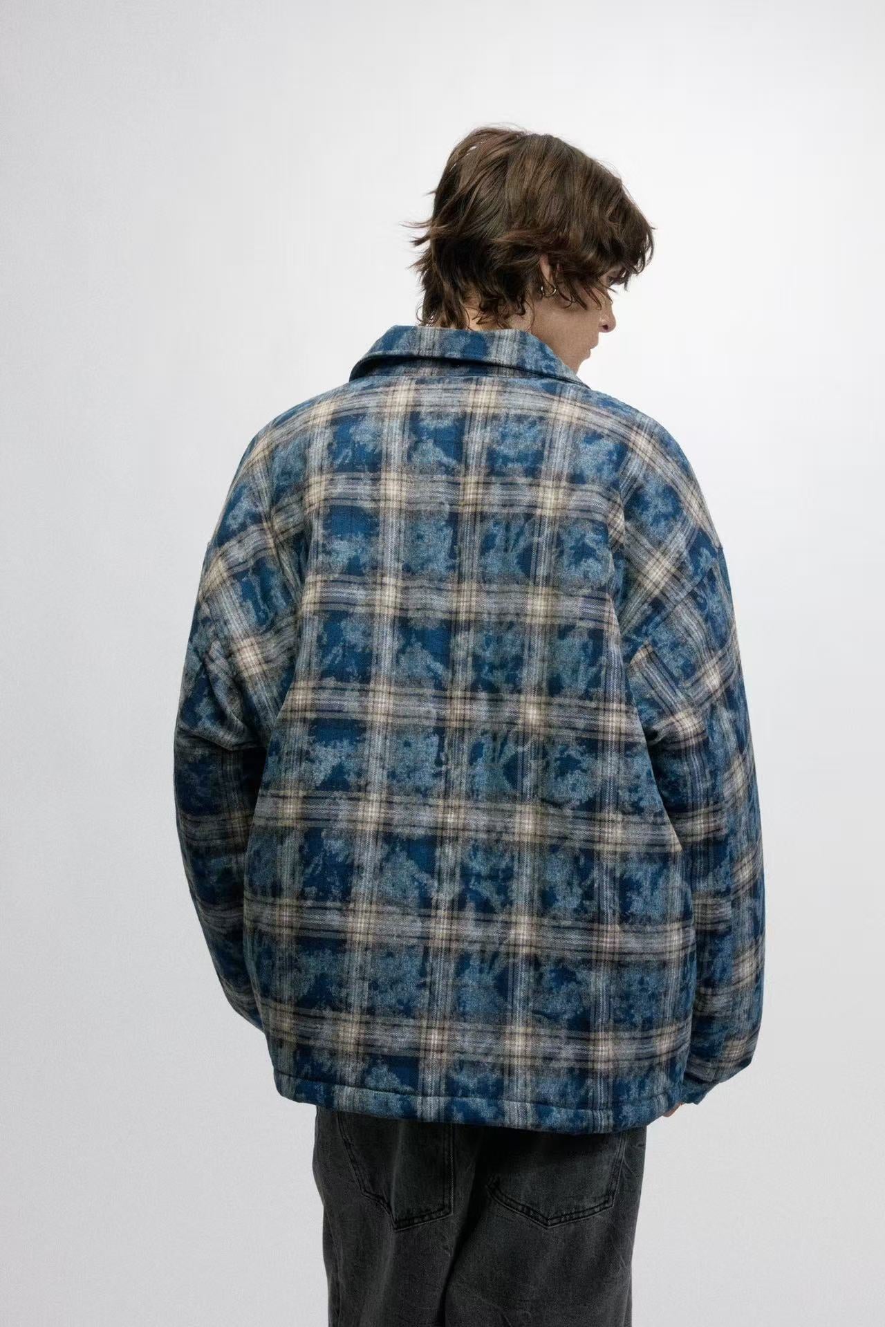 Plaid Detachable-Hood Quilted Jacket