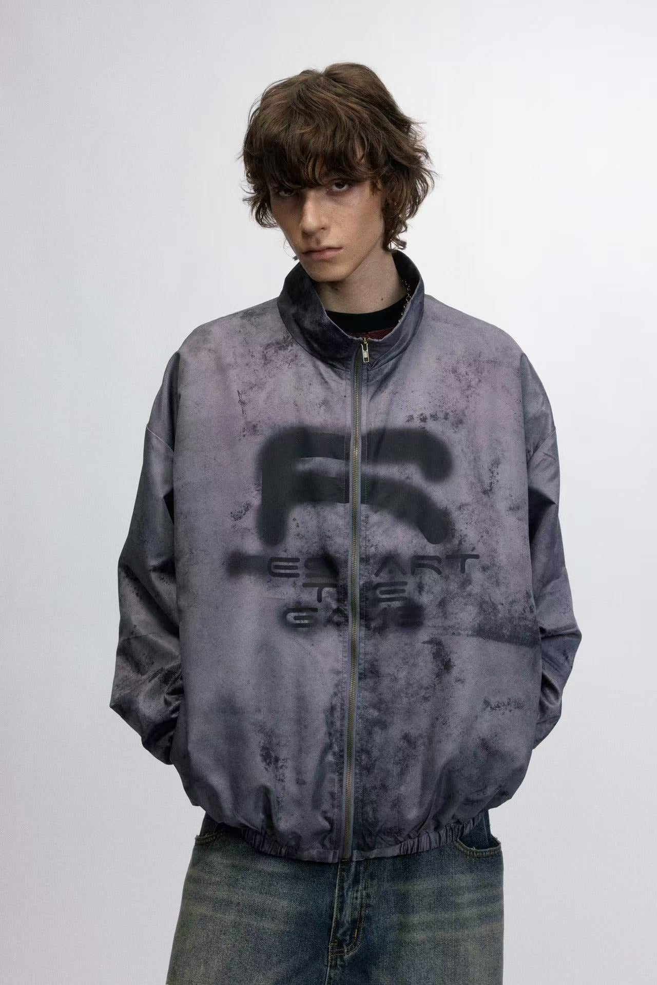 Retro Tie-Dye Printed Quilted Jacket