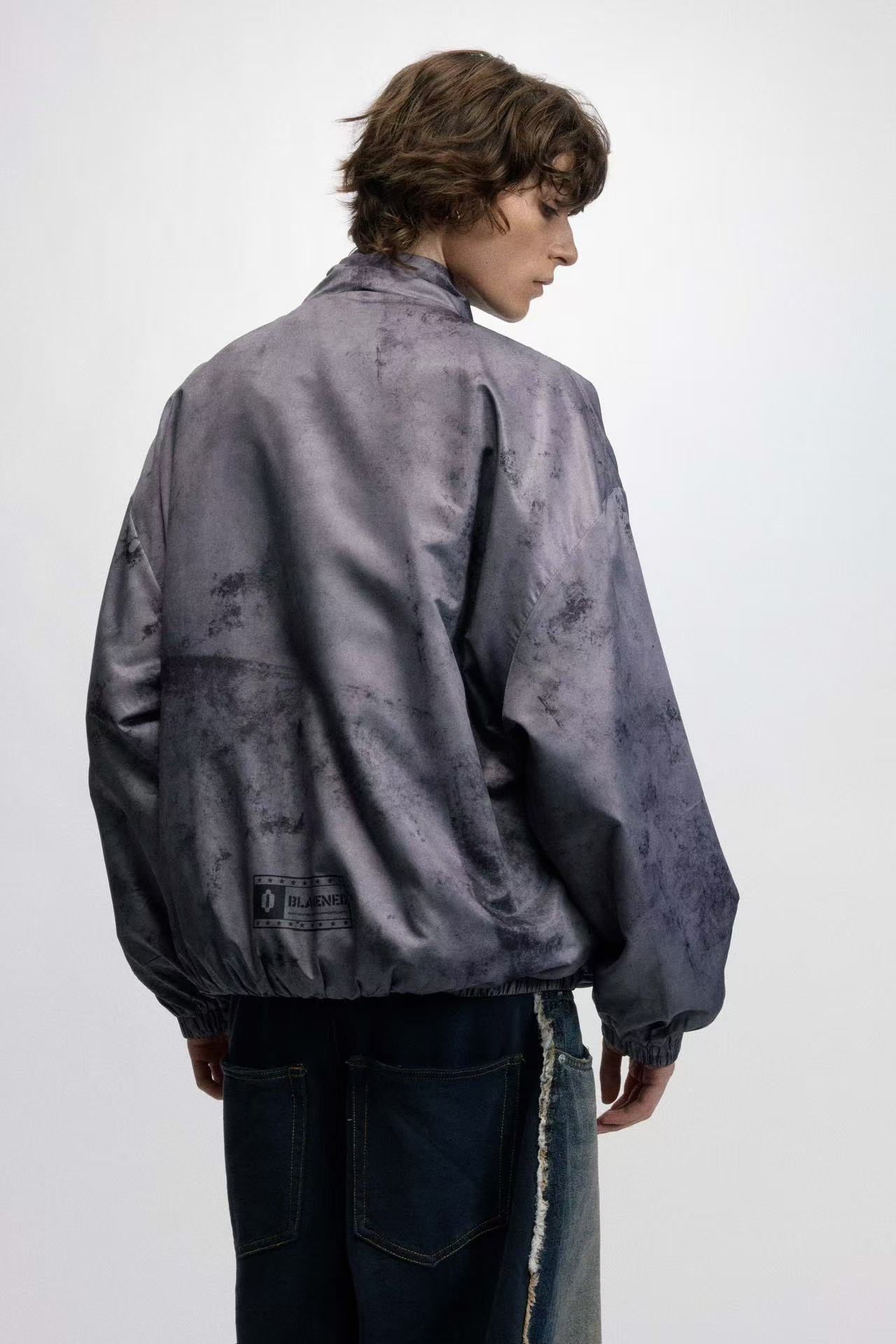 Retro Tie-Dye Printed Quilted Jacket