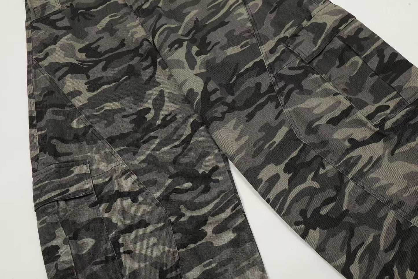 Camo Wide-Leg Cargo Pants
