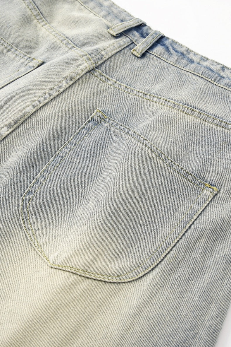 Washed Floor-Length  Wide-Leg Jeans