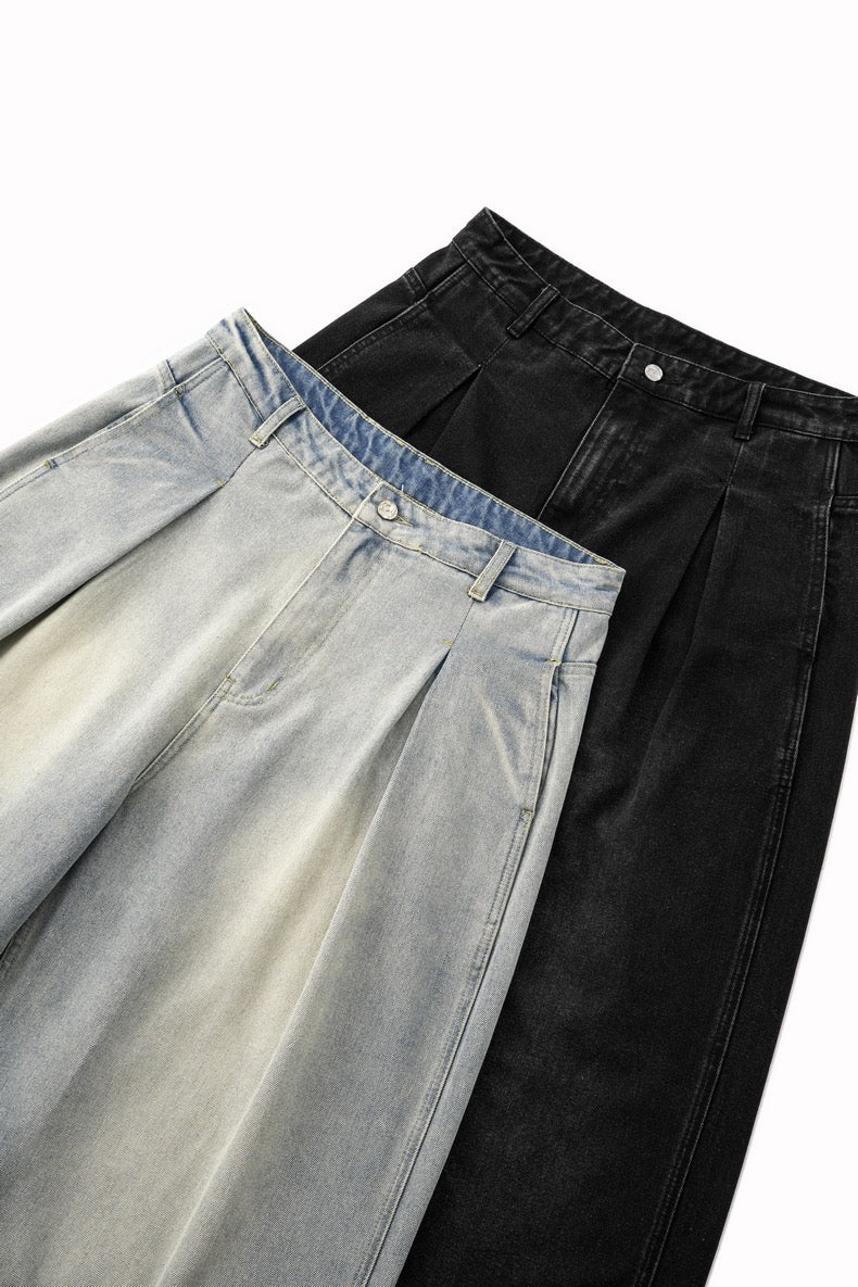 Washed Floor-Length  Wide-Leg Jeans