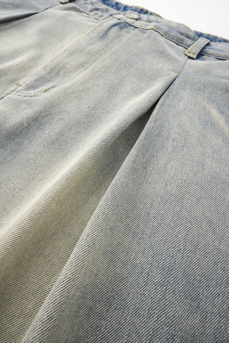 Washed Floor-Length  Wide-Leg Jeans