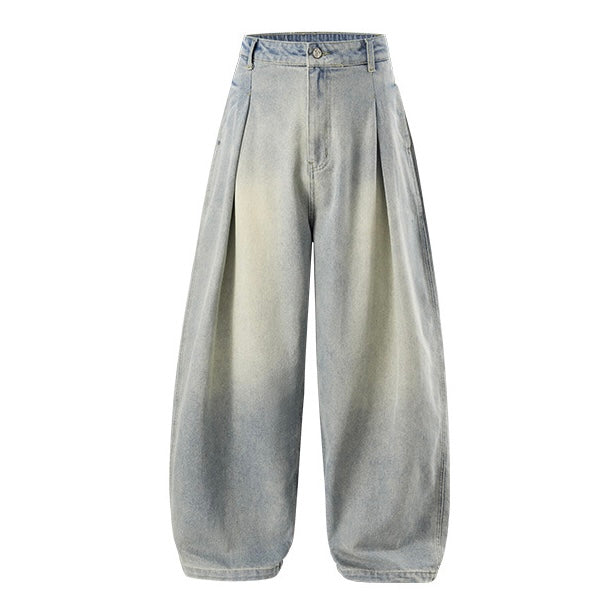Washed Floor-Length  Wide-Leg Jeans
