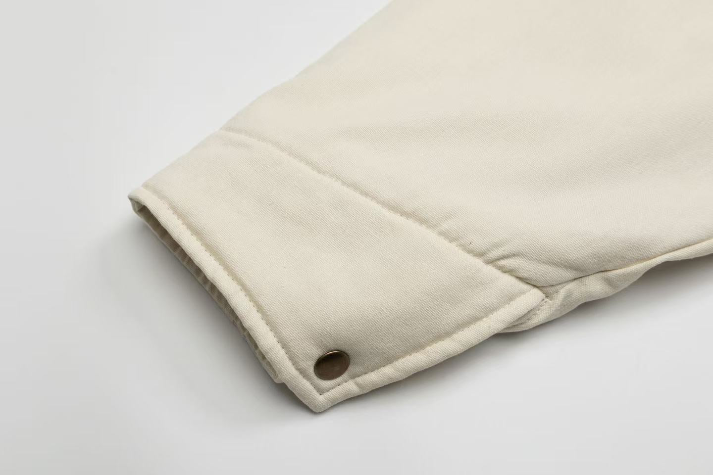 Canvas-Corduroy Blend Hooded Coat