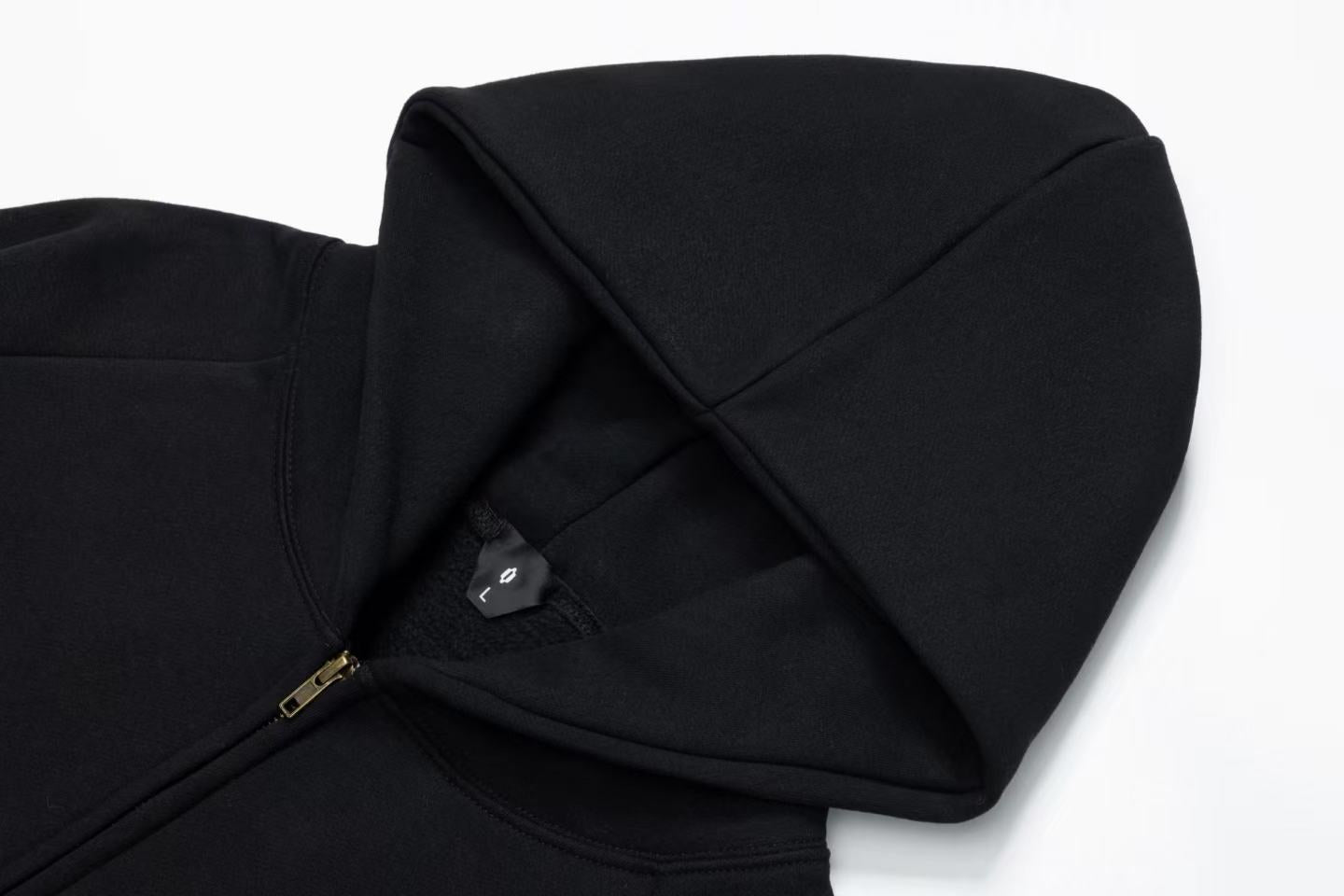 Paneled Hem Zip-Up Hoodie