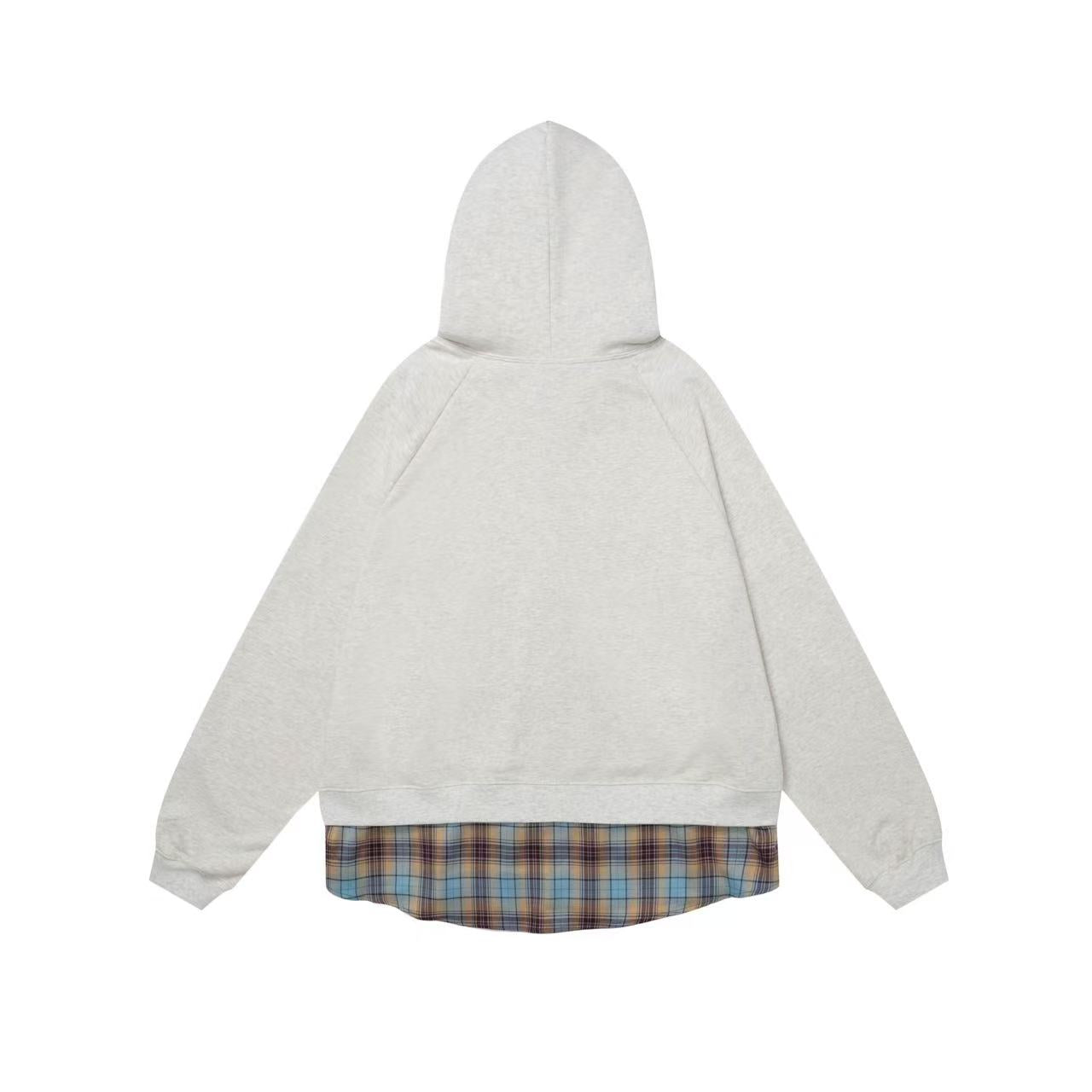 Paneled Hem Zip-Up Hoodie