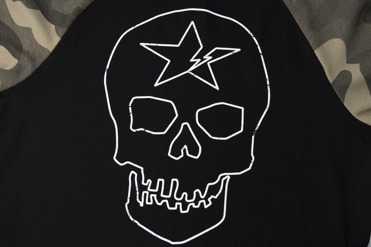 Skull Star Print Camo Raglan Long Sleeve