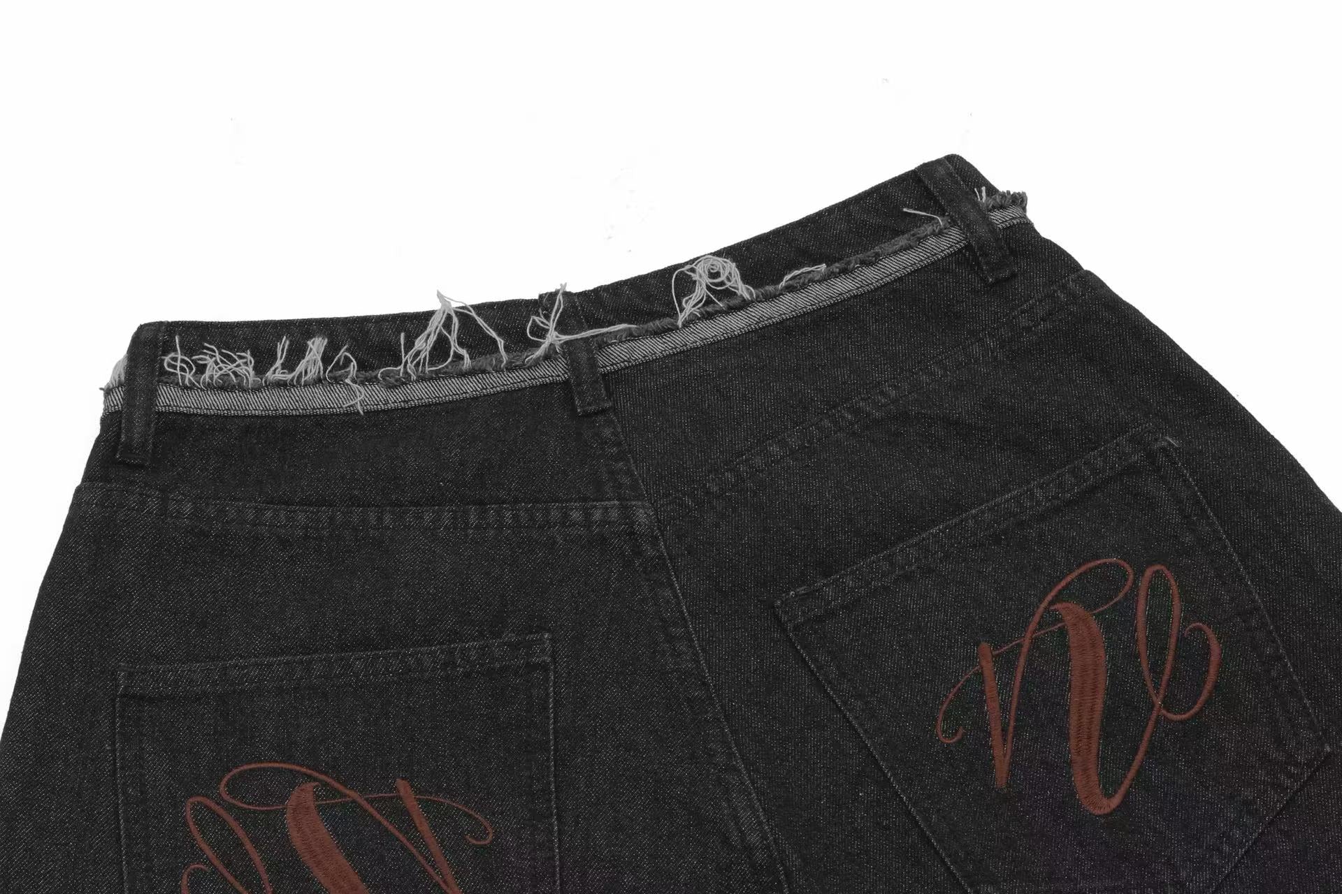 Distressed Denim Knee-Length Shorts