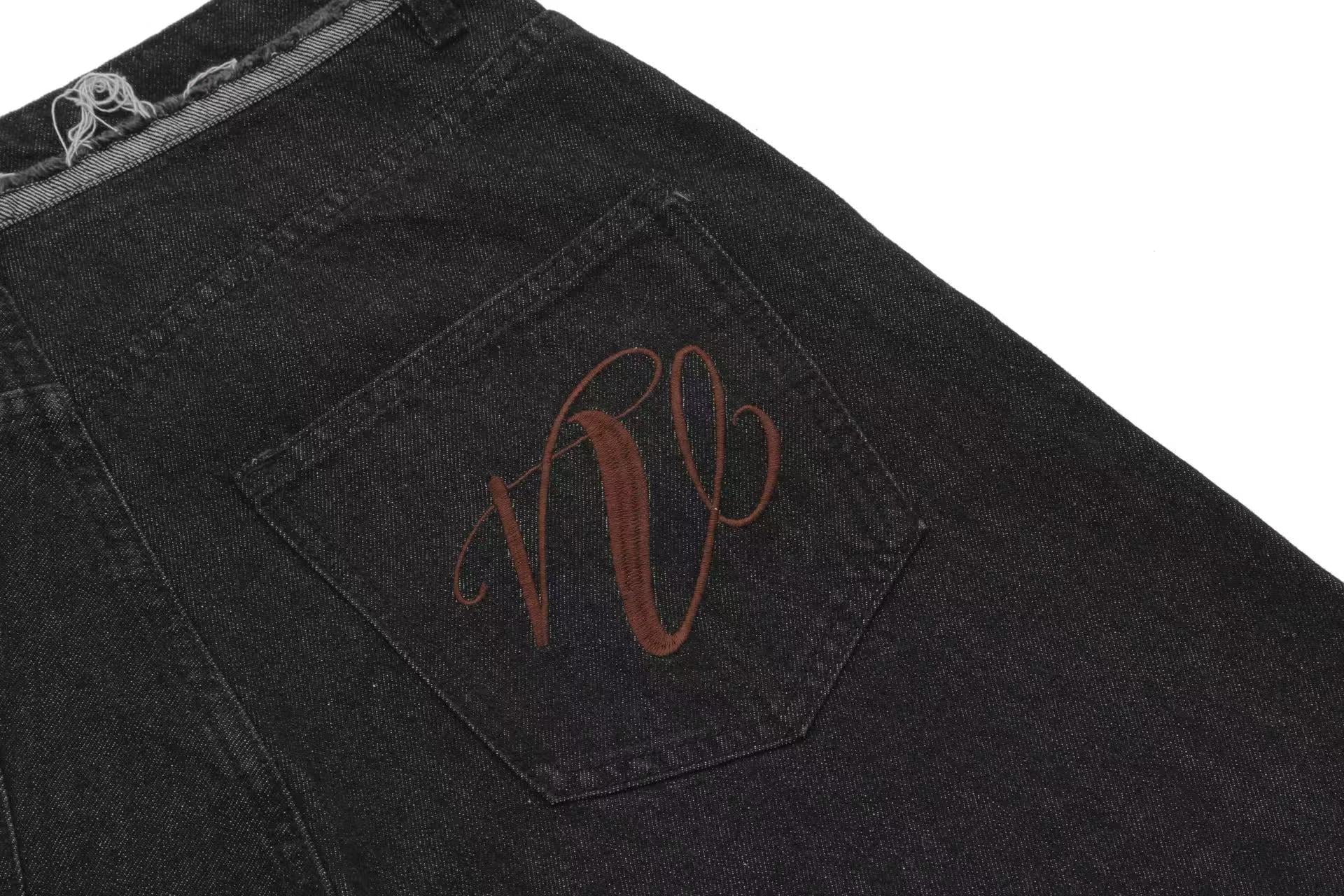 Distressed Denim Knee-Length Shorts