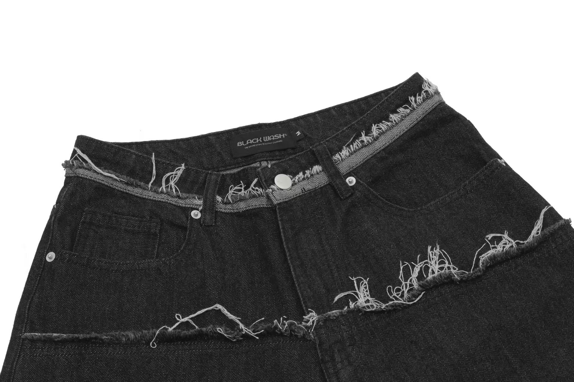 Distressed Denim Knee-Length Shorts