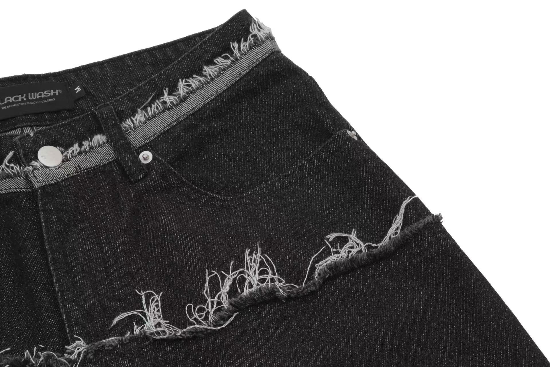 Distressed Denim Knee-Length Shorts
