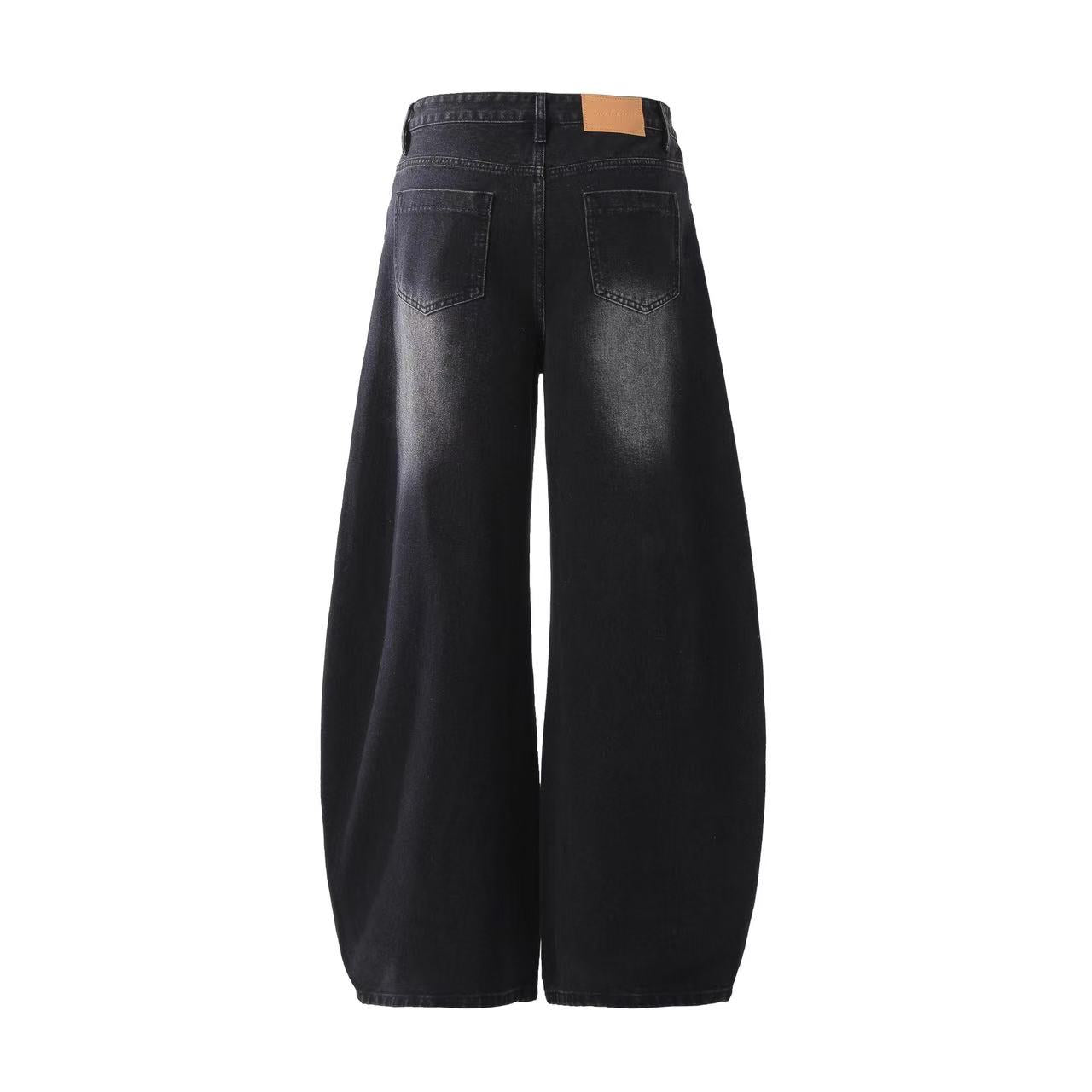 Washed Wide-Leg Baggy Jeans