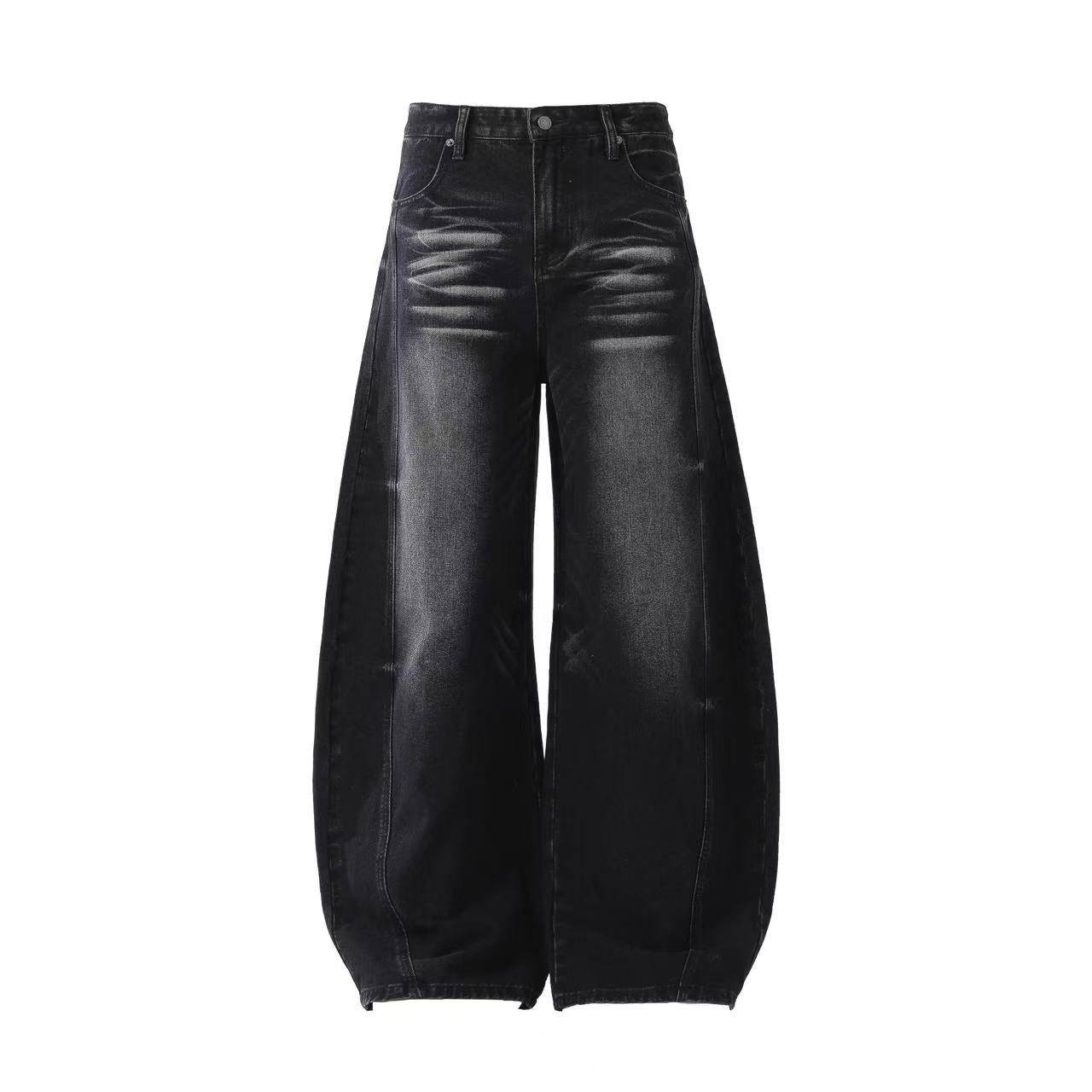 Washed Wide-Leg Baggy Jeans