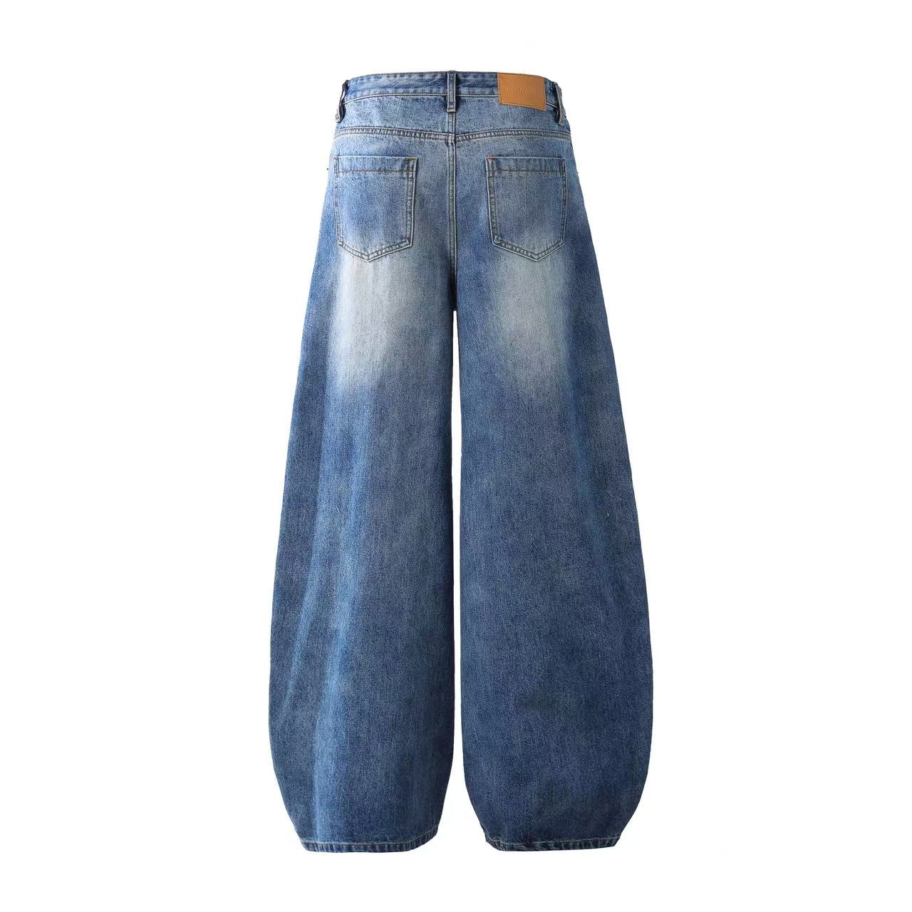 Washed Wide-Leg Baggy Jeans