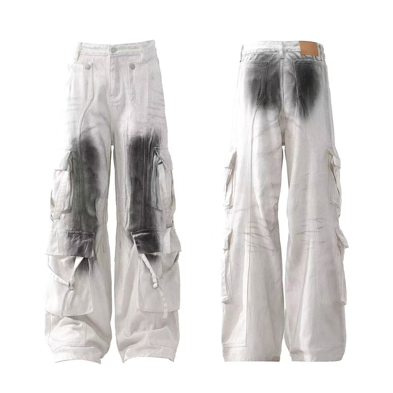 Distressed Wide-Leg Jeans