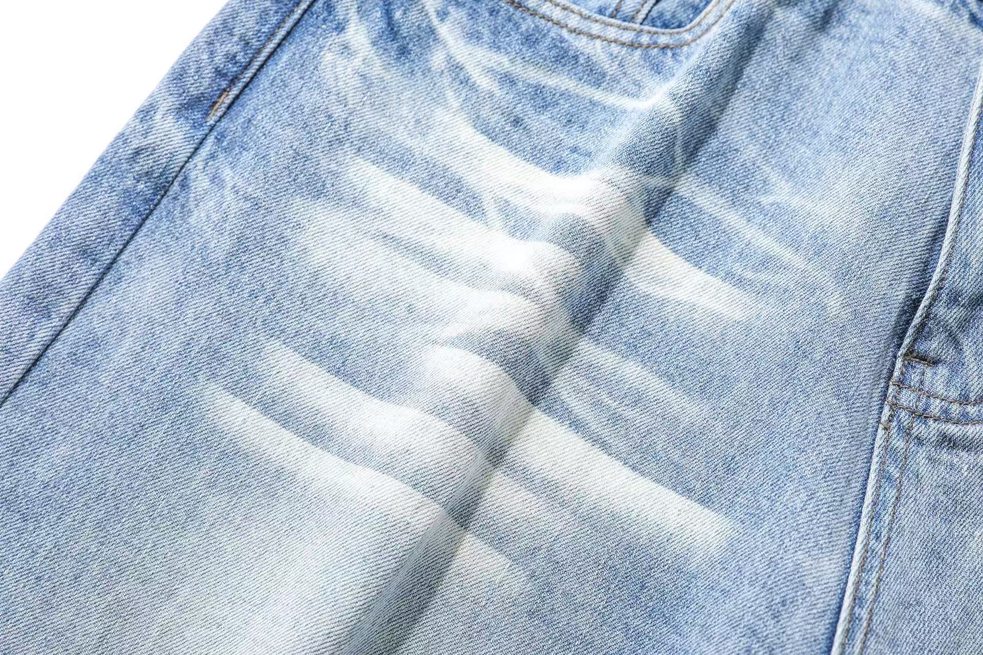Washed Denim Knee-Length Shorts