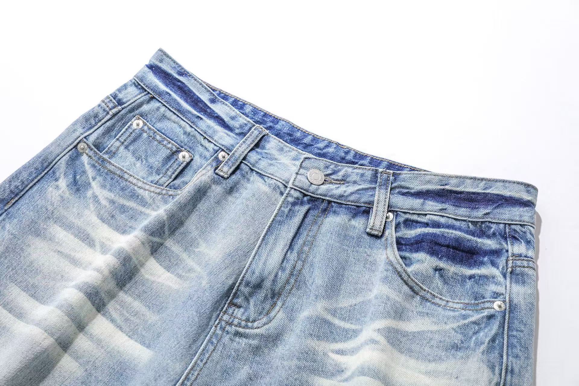 Washed Denim Knee-Length Shorts