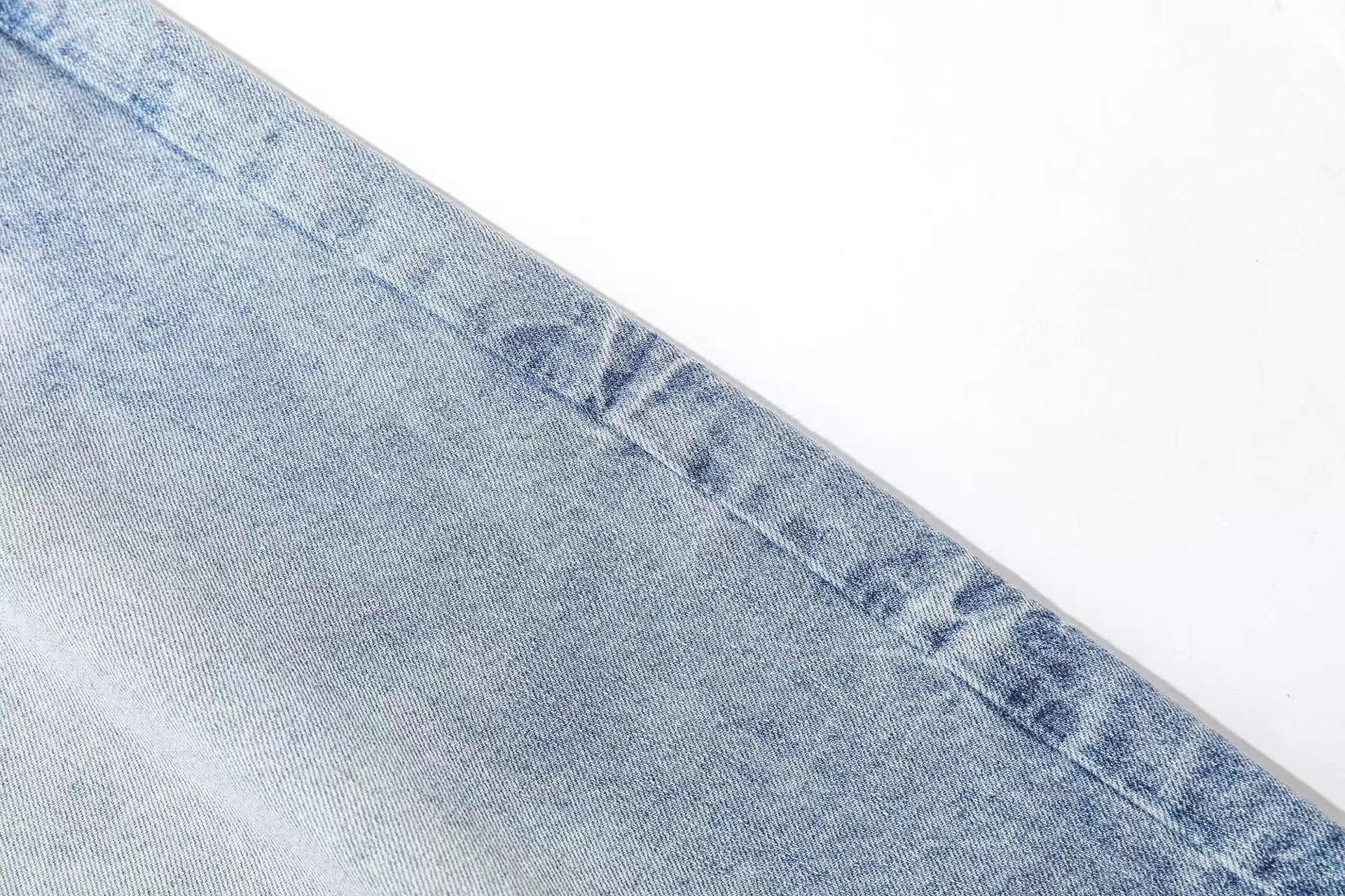 Washed Denim Knee-Length Shorts