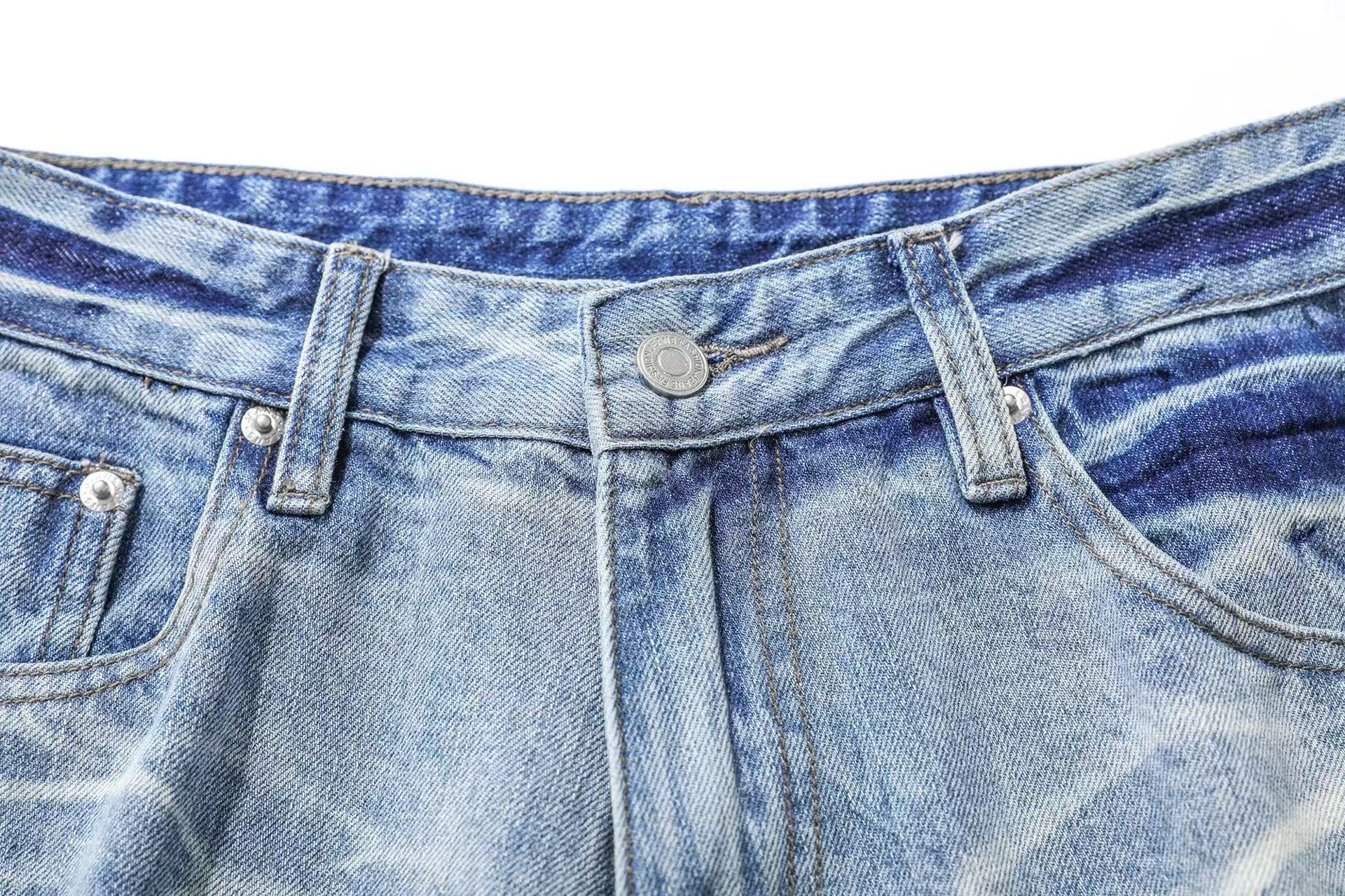 Washed Denim Knee-Length Shorts