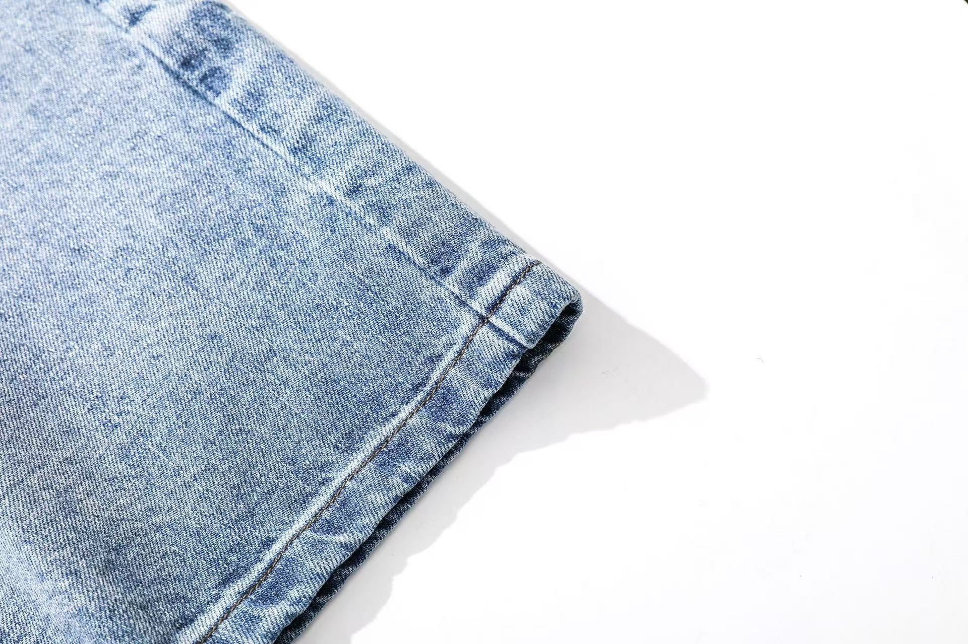 Washed Denim Knee-Length Shorts